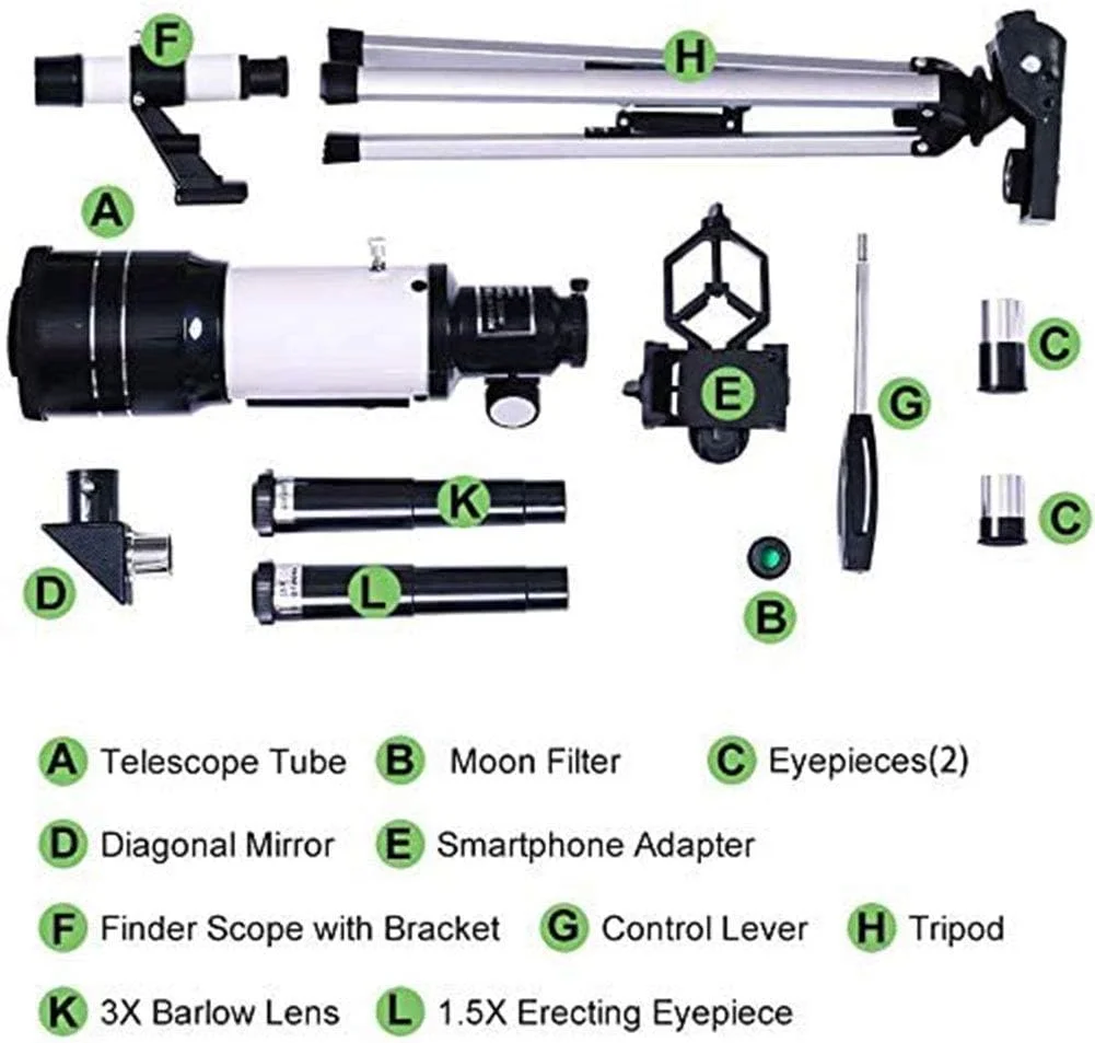 تلسکوپ منکساری نجومی 70 میلی‌متری با سه‌پایه و نگهدارنده تلفن، تلسکوپ مسافرتی قابل حمل برای کودکان، بزرگسالان و مبتدیان، دو برابر راحتی