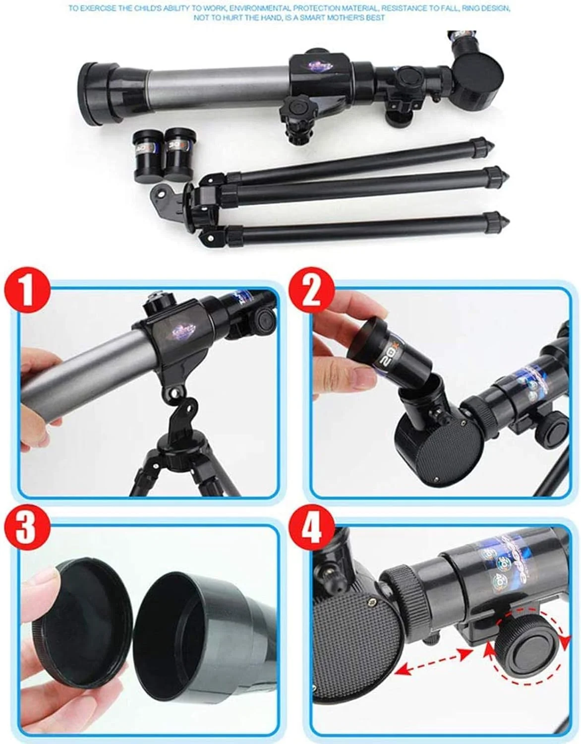 تلسکوپ نجومی برای مبتدیان - تلسکوپ نجومی 20X / 30X / 40X با سه پایه قابل تنظیم 60 میلی متری HD شکستی برای آموزش علوم اولیه، دو برابر راحتی تلسکوپ نجومی برای مبتدیان - تلسکوپ نجومی 20X / 30X / 40X با سه پایه قابل تنظیم 60 میلی متری HD شکستی برای آموزش علوم اولیه، دو برابر راحتی