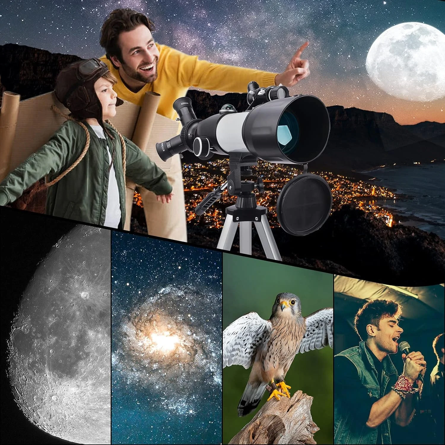 تلسکوپ نجومی 70 میلیمتری با سهپایه، هدیهای قابل حمل برای کودکان و بزرگسالان تلسکوپ نجومی 70 میلیمتری با سهپایه، هدیهای قابل حمل برای کودکان و بزرگسالان