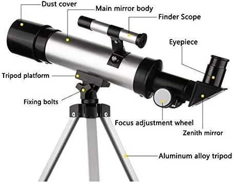تلسکوپ تک چشمی نجومی قابل حمل و مناسب دخترانه، تلسکوپ شکستنی 360/50 میلی متری، تلسکوپ تک چشمی با لنز 90X به همراه سه پایه قابل تنظیم برای تماشای آسمان و ستارگان مناسب برای مبتدیان