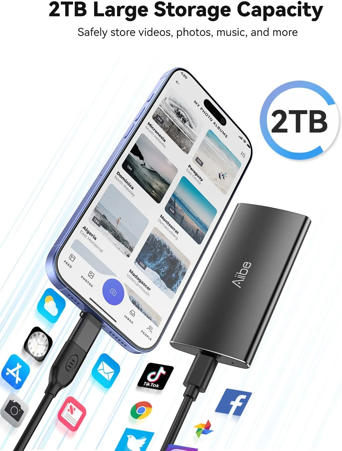 درایو حالت جامد اکسترنال 2 ترابایتی Aiibe، USB C قابل حمل SSD USB 3.2 Gen 2، تا 1050 مگابایت بر ثانیه، هارد درایو اکسترنال SSD 2 ترابایتی برای آیفون 15/Pro، لپ تاپ، مک و PS4 (مشکی) درایو حالت جامد اکسترنال 2 ترابایتی Aiibe، USB C قابل حمل SSD USB 3.2 Gen 2، تا 1050 مگابایت بر ثانیه، هارد درایو اکسترنال SSD 2 ترابایتی برای آیفون 15/Pro، لپ تاپ، مک و PS4 (مشکی)