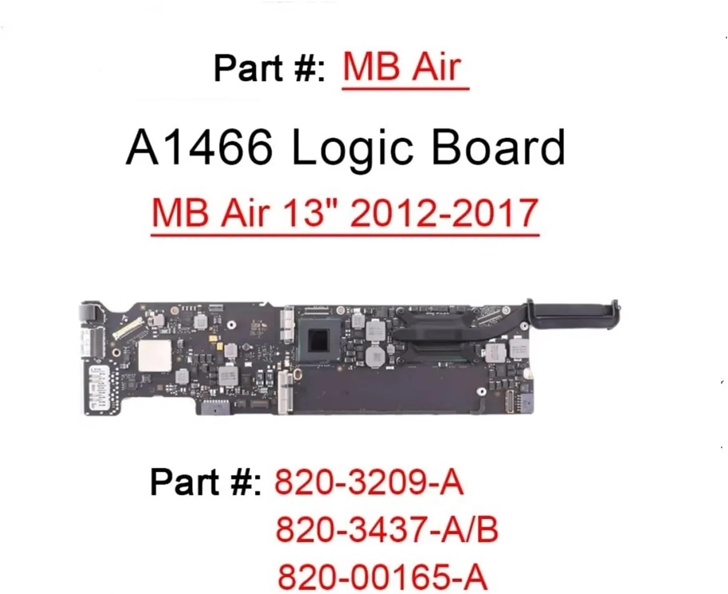 برد منطقی سازگار با مدل های Air 13 اینچ i5/i7 4/8GB سال های 2012، 2013، 2014، 2015 و 2017، لوازم جانبی (i7 2.0GHz 8GB مدل 2012)، مادربرد A1466