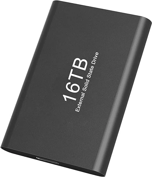 هارد اکسترنال SSD قابل حمل 16 ترابایتی – درایو حالت جامد USB 3.1 با سرعت بالا به همراه کابل USB-C به A – سازگار با رایانه‌های شخصی ویندوزی، لپ‌تاپ‌ها و دستگاه‌های اندرویدی – فضای ذخیره‌سازی بادوام برای پشتیبان‌گیری، بازی و رسانه