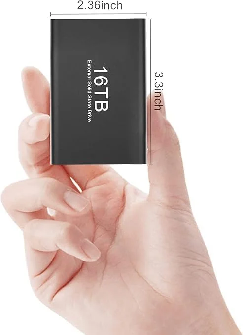 هارد اکسترنال SSD قابل حمل 16 ترابایتی – درایو حالت جامد USB 3.1 با سرعت بالا به همراه کابل USB-C به A – سازگار با رایانه‌های شخصی ویندوزی، لپ‌تاپ‌ها و دستگاه‌های اندرویدی – فضای ذخیره‌سازی بادوام برای پشتیبان‌گیری، بازی و رسانه