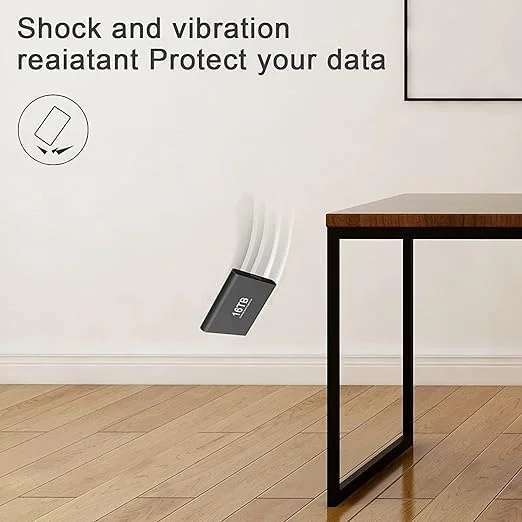 هارد اکسترنال SSD قابل حمل 16 ترابایتی – درایو حالت جامد USB 3.1 با سرعت بالا به همراه کابل USB-C به A – سازگار با رایانه‌های شخصی ویندوزی، لپ‌تاپ‌ها و دستگاه‌های اندرویدی – فضای ذخیره‌سازی بادوام برای پشتیبان‌گیری، بازی و رسانه