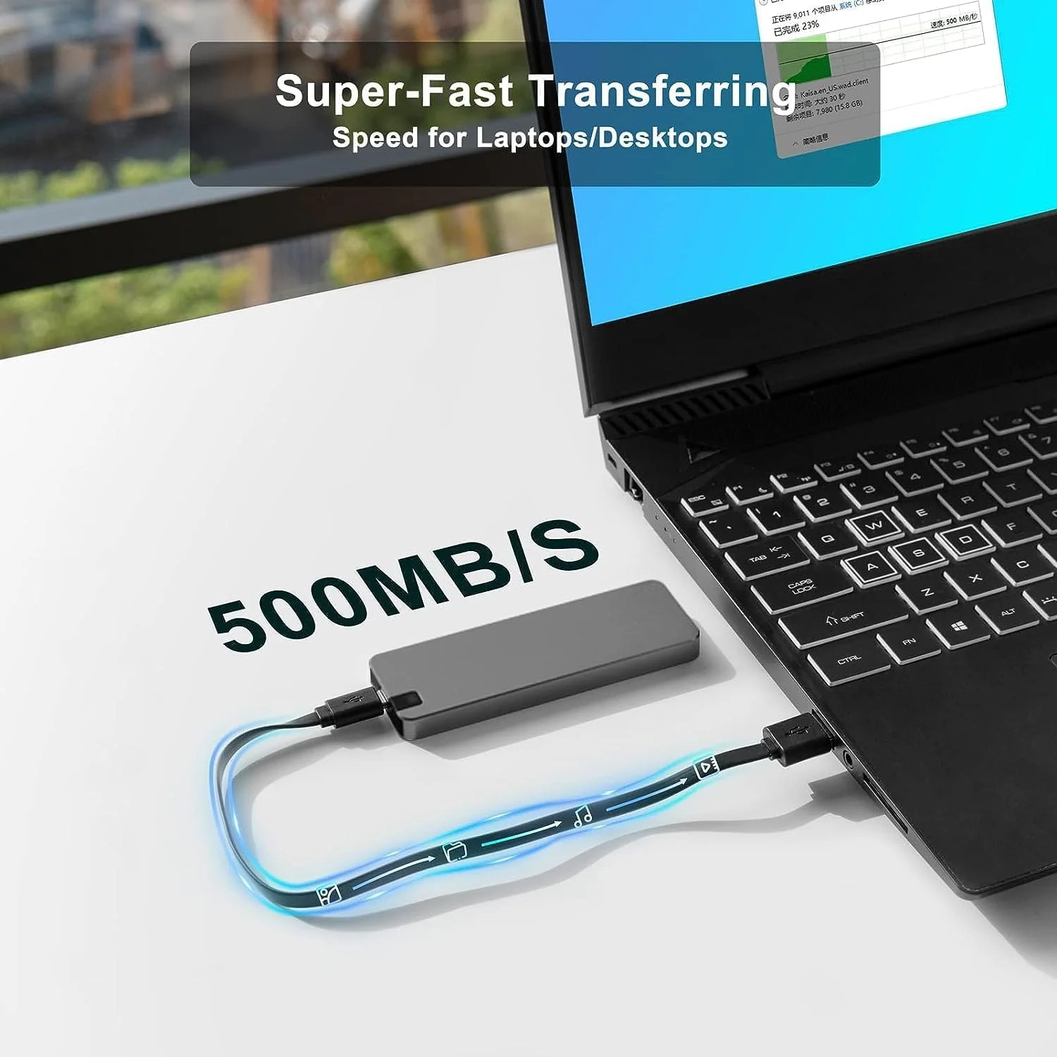 هارد اکسترنال SSD 2 ترابایتی 5 ستاره USB 3.2 Gen 1 - SSD قابل حمل فوق العاده تا 500 مگابایت بر ثانیه، 2 ترابایت حافظه حالت جامد قابل حمل اکسترنال برای کامپیوتر/لپ تاپ