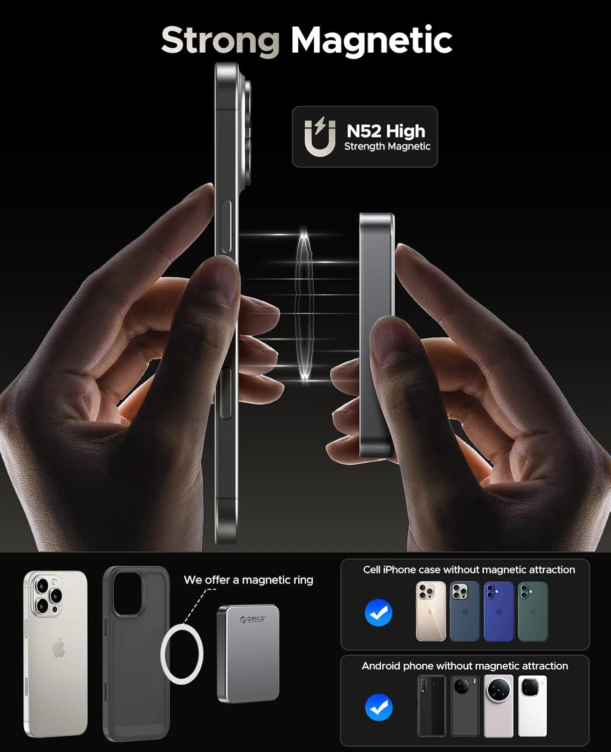 حافظه اس اس دی اکسترنال مغناطیسی 2 ترابایتی ORICO، ضبط و ذخیره سازی 4K ProRes HDR، انتقال پایدار 2000 مگابایت بر ثانیه، درایو حالت جامد قابل حمل، بدنه آلیاژ آلومینیوم، سازگار با تلفن هوشمند، تبلت، کامپیوتر - K20