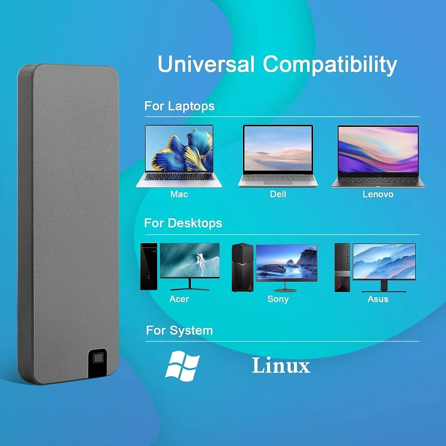 هارد اکسترنال SSD 2 ترابایتی 5 ستاره USB 3.2 Gen 1 - SSD قابل حمل فوق العاده تا 500 مگابایت بر ثانیه، 2 ترابایت حافظه حالت جامد قابل حمل اکسترنال برای کامپیوتر/لپ تاپ