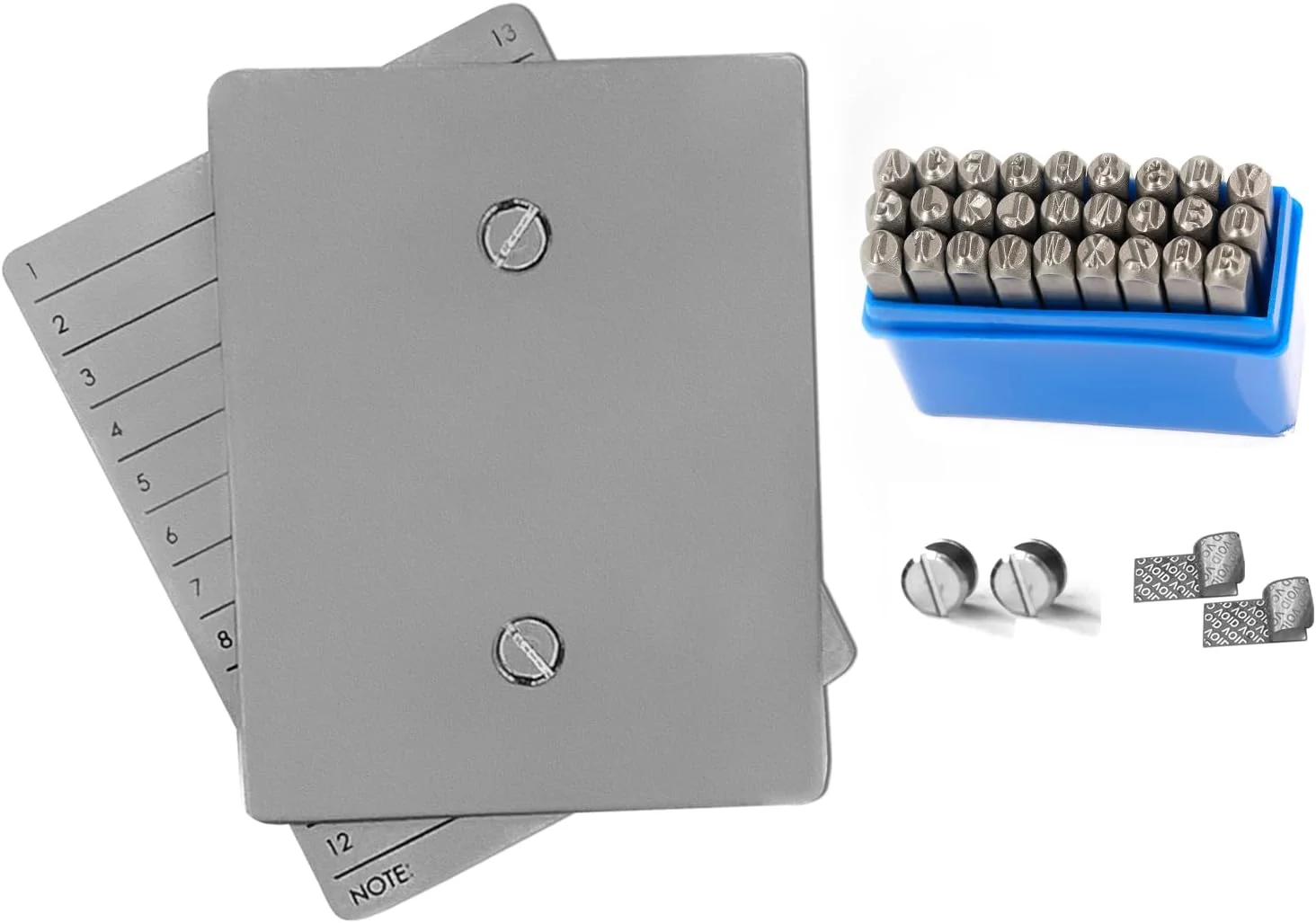 کیف پول ارز دیجیتال، ذخیره سازی سرد، صفحه فلزی برای ذخیره عبارت بازیابی بیت کوین، سازگار با کیف پول های سخت افزاری، شامل 2 صفحه و 1 مجموعه مهر حروف