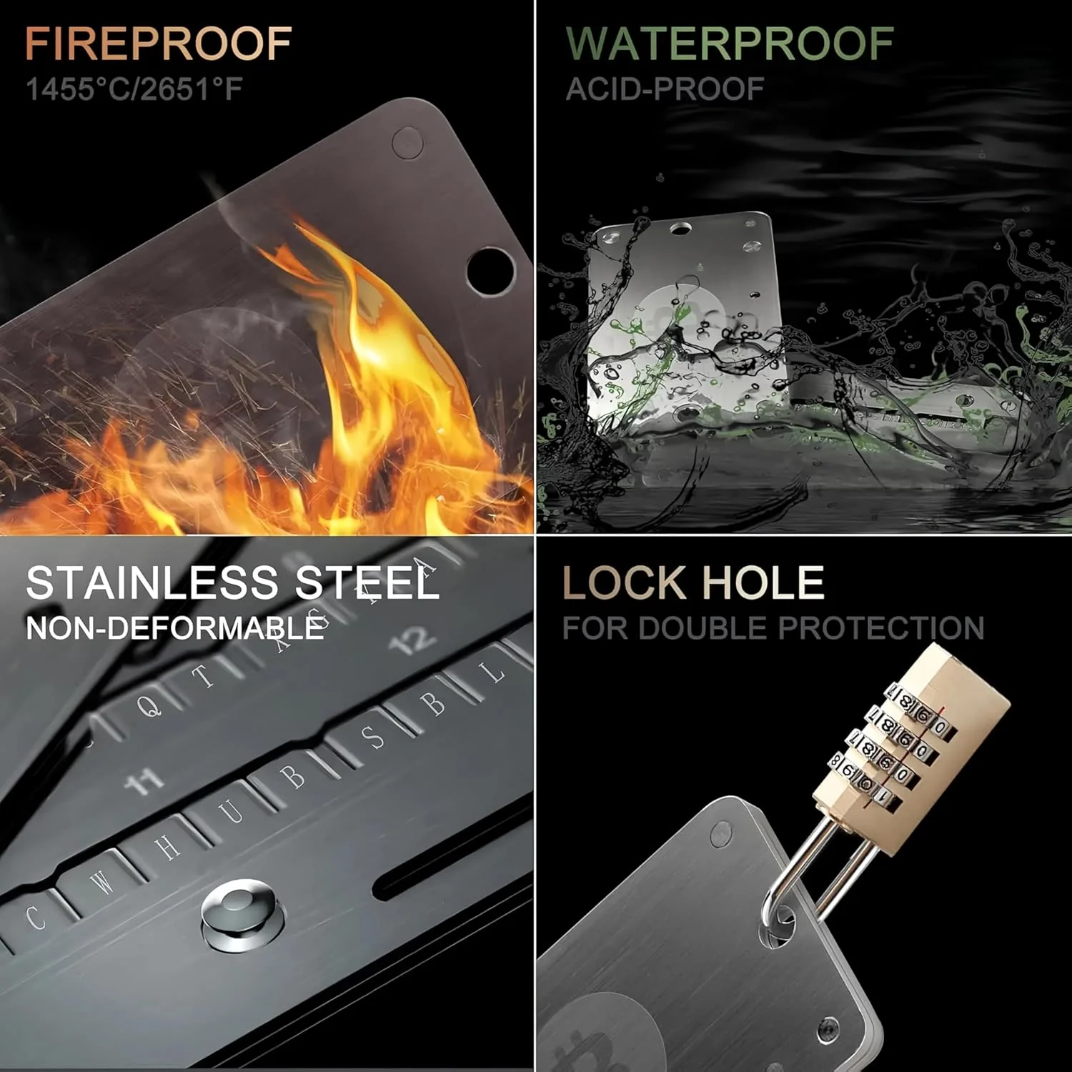 محافظ عبارت بازیابی ارز دیجیتال، کیف پول امن بیت کوین از جنس استیل ضد زنگ 304، پشتیبان گیری سرد کلید خصوصی، 3 صفحه سازگار با 24 کلمه و کیف پول های سخت افزاری BIP39، لجر، ترزور محافظ عبارت بازیابی ارز دیجیتال، کیف پول امن بیت کوین از جنس استیل ضد زنگ 304، پشتیبان گیری سرد کلید خصوصی، 3 صفحه سازگار با 24 کلمه و کیف پول های سخت افزاری BIP39، لجر، ترزور