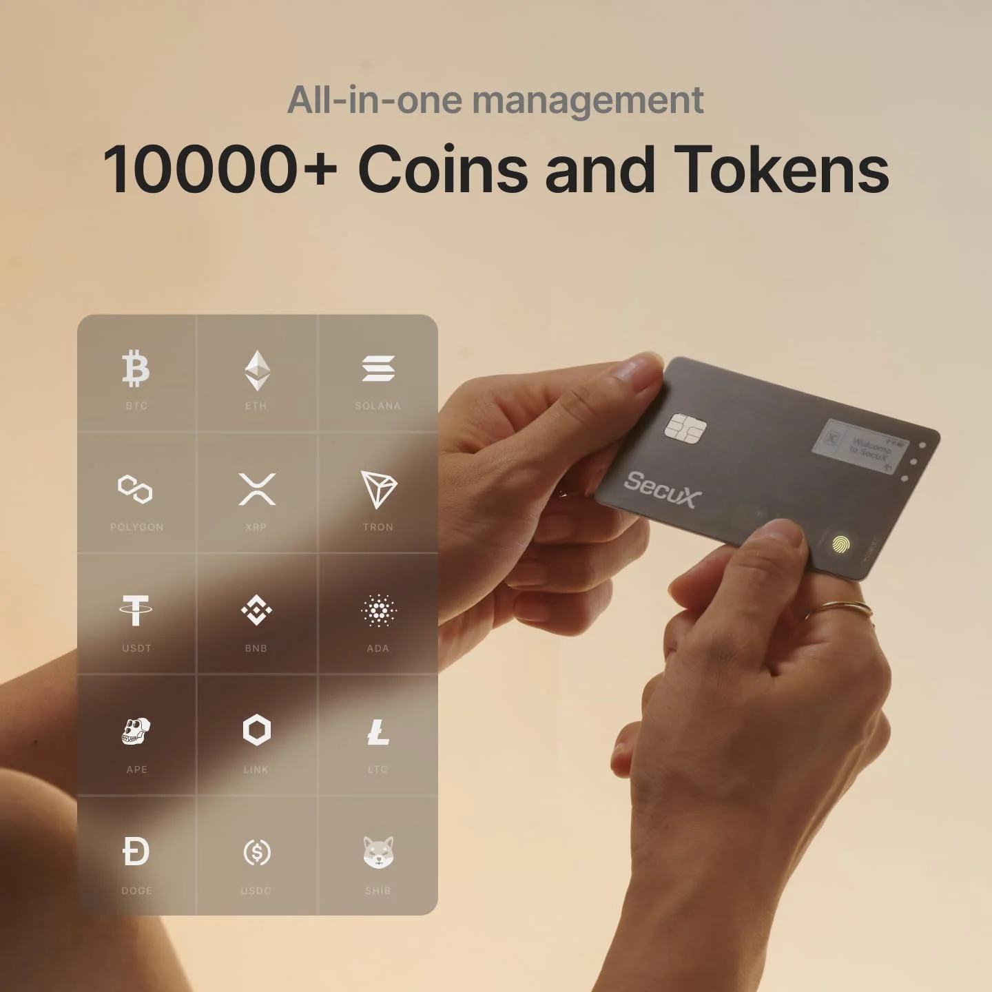 کیف پول سخت افزاری رمزنگاری SecuX Shield Bio - احراز هویت بیومتریک ایمن، کارت ذخیره سازی سرد برای NFT، بیت کوین، اتریوم، کاردانو، ERC20، BEP20 و موارد دیگر