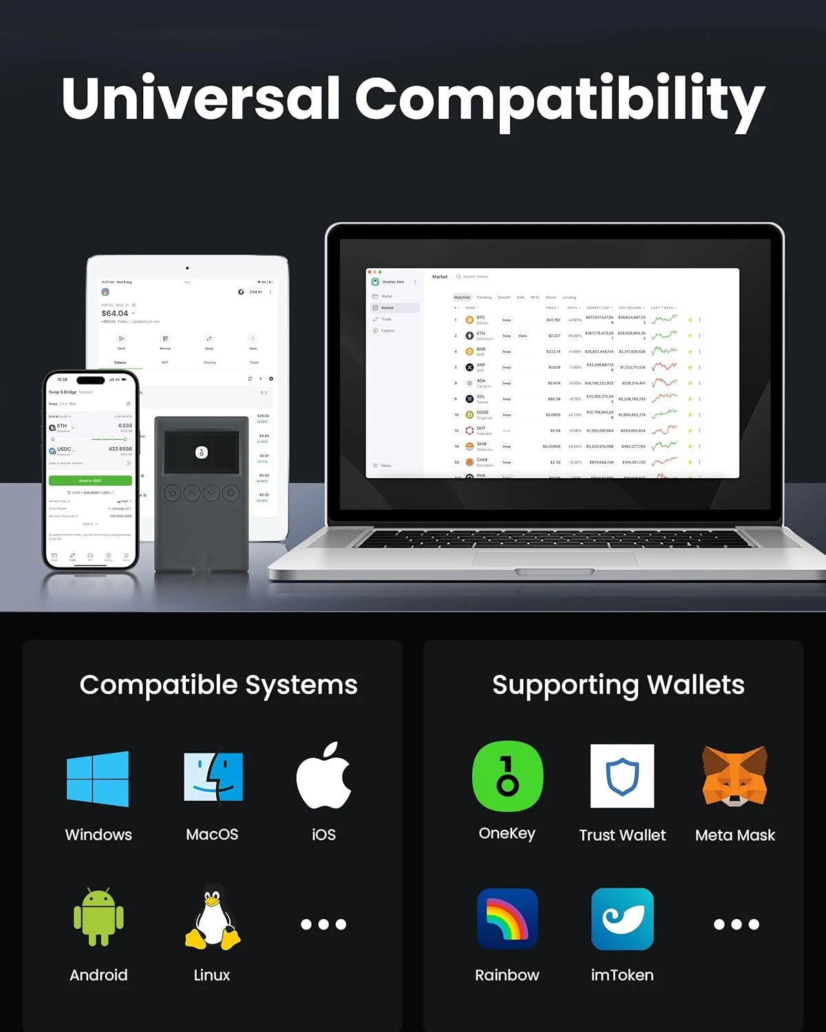 کیف پول سخت افزاری رمزنگاری سرد OneKey Classic 1S - پشتیبانی از بلوتوث و NFT - EAL 6+ بالاترین امنیت ذخیره سازی سرد، به راحتی بیت کوین، ETH، SOL، Doge، BNB، TRON، BCH، Kaspa خود را مدیریت کنید کیف پول سخت افزاری رمزنگاری سرد OneKey Classic 1S - پشتیبانی از بلوتوث و NFT - EAL 6+ بالاترین امنیت ذخیره سازی سرد، به راحتی بیت کوین، ETH، SOL، Doge، BNB، TRON، BCH، Kaspa خود را مدیریت کنید