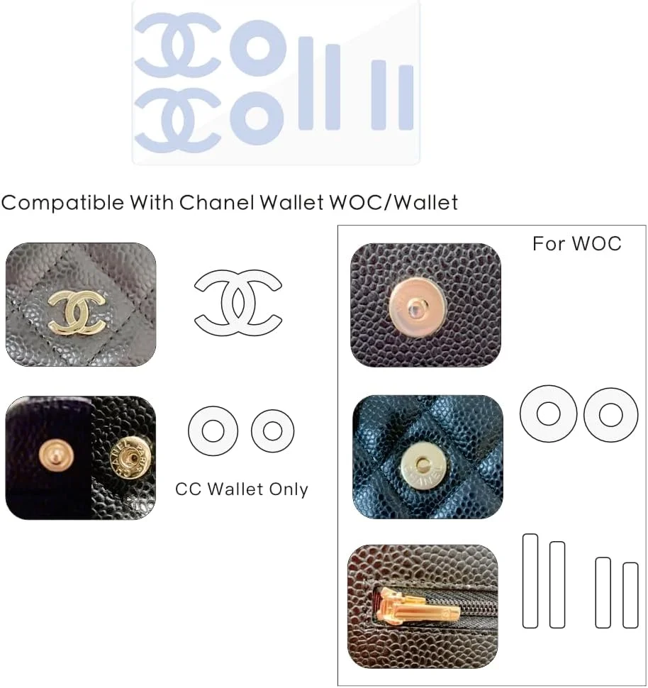محافظ سخت افزاری کیف BagArmor، سازگار با کیف پول Chanel/استیکر سخت افزاری کیف WOC شفاف، ضد خش، شفاف (کیف پول CC WOC)