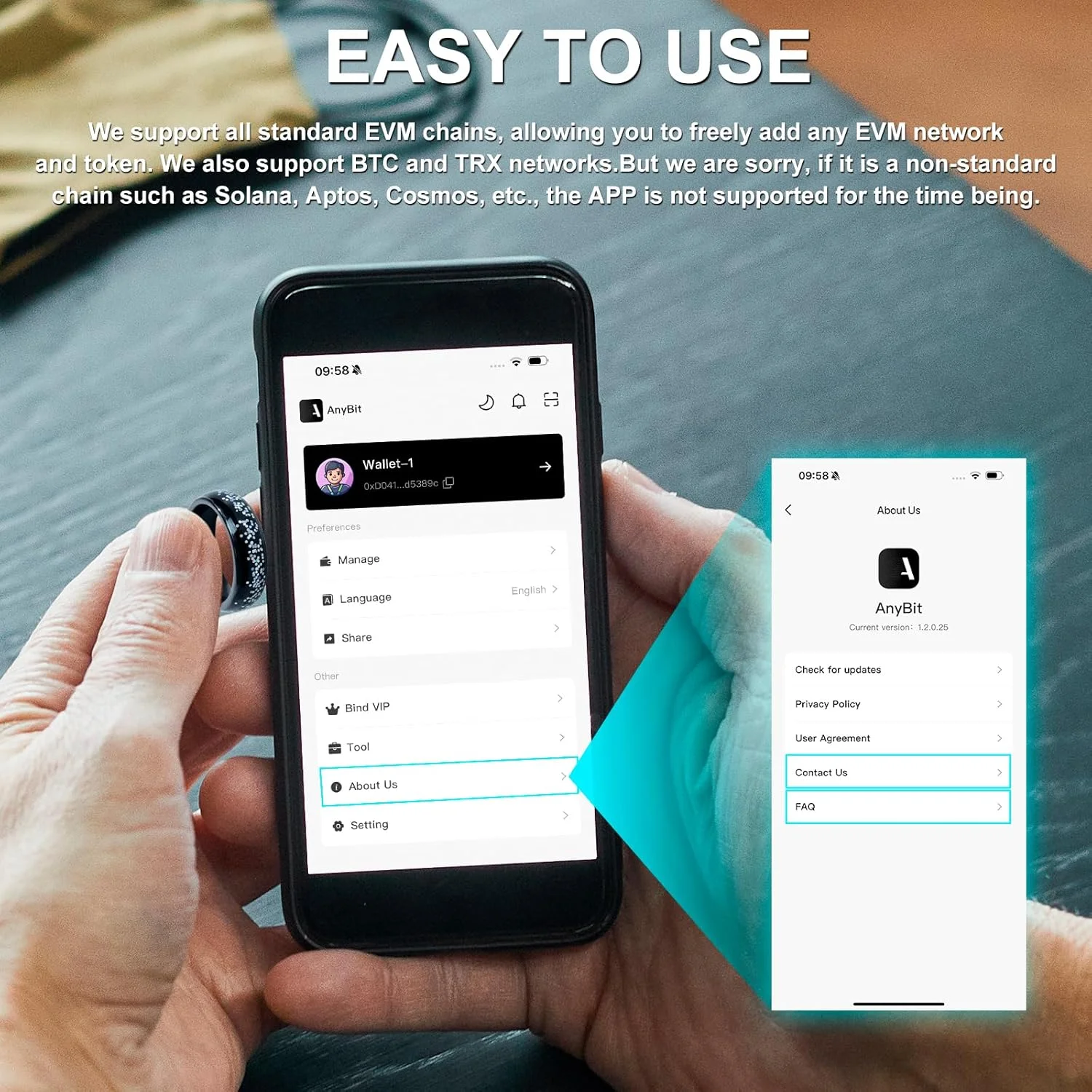 حلقه و گردنبند کیف پول سرد ارز دیجیتال، کیف پول سرد تراشه ایمن، فضای ذخیره سازی رمزگذاری شده، زیرکونیوم ضد آب قابل پوشیدن برای ارزهای مختلف مانند بیت کوین، اتریوم و غیره