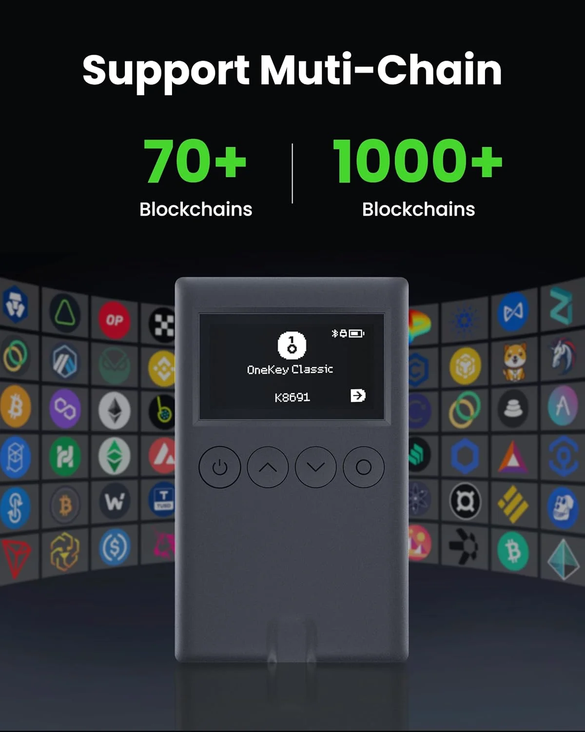 کیف پول سخت افزاری رمزنگاری سرد OneKey Classic 1S - پشتیبانی از بلوتوث و NFT - EAL 6+ بالاترین امنیت ذخیره سازی سرد، به راحتی بیت کوین، ETH، SOL، Doge، BNB، TRON، BCH، Kaspa خود را مدیریت کنید