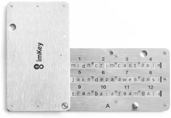 محافظ عبارت بازیابی ارز دیجیتال imKey S1 ضد حریق، کیف پول فلزی کپسولی فولادی، پشتیبان گیری سرد، ذخیره عبارات کلیدی 12/18/24 کلمه ای بیت کوین، صفحه فولادی، سازگار با Ledger، Trezor، KeepKey