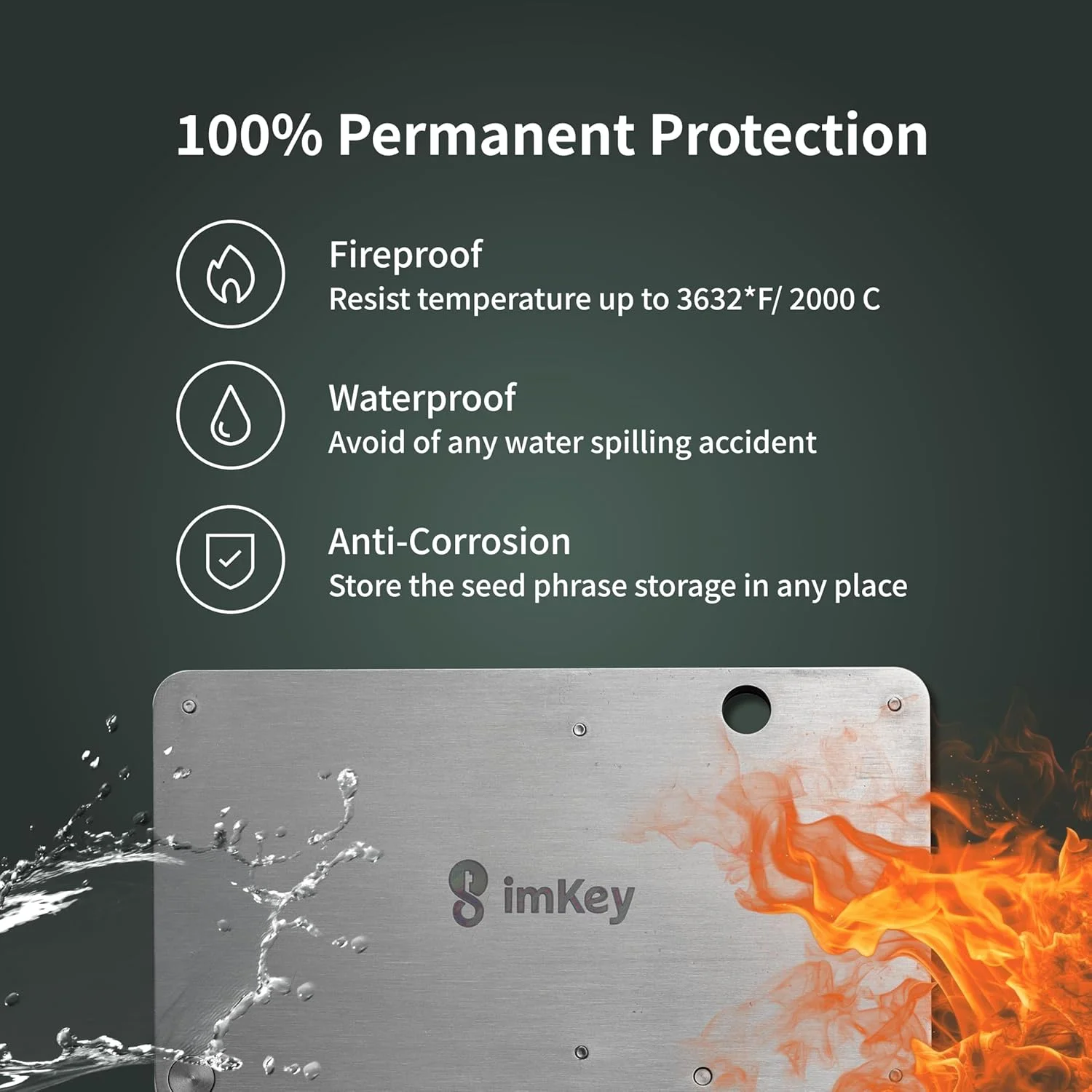 محافظ عبارت بازیابی ارز دیجیتال imKey S1 ضد حریق، کیف پول فلزی کپسولی فولادی، پشتیبان گیری سرد، ذخیره عبارات کلیدی 12/18/24 کلمه ای بیت کوین، صفحه فولادی، سازگار با Ledger، Trezor، KeepKey