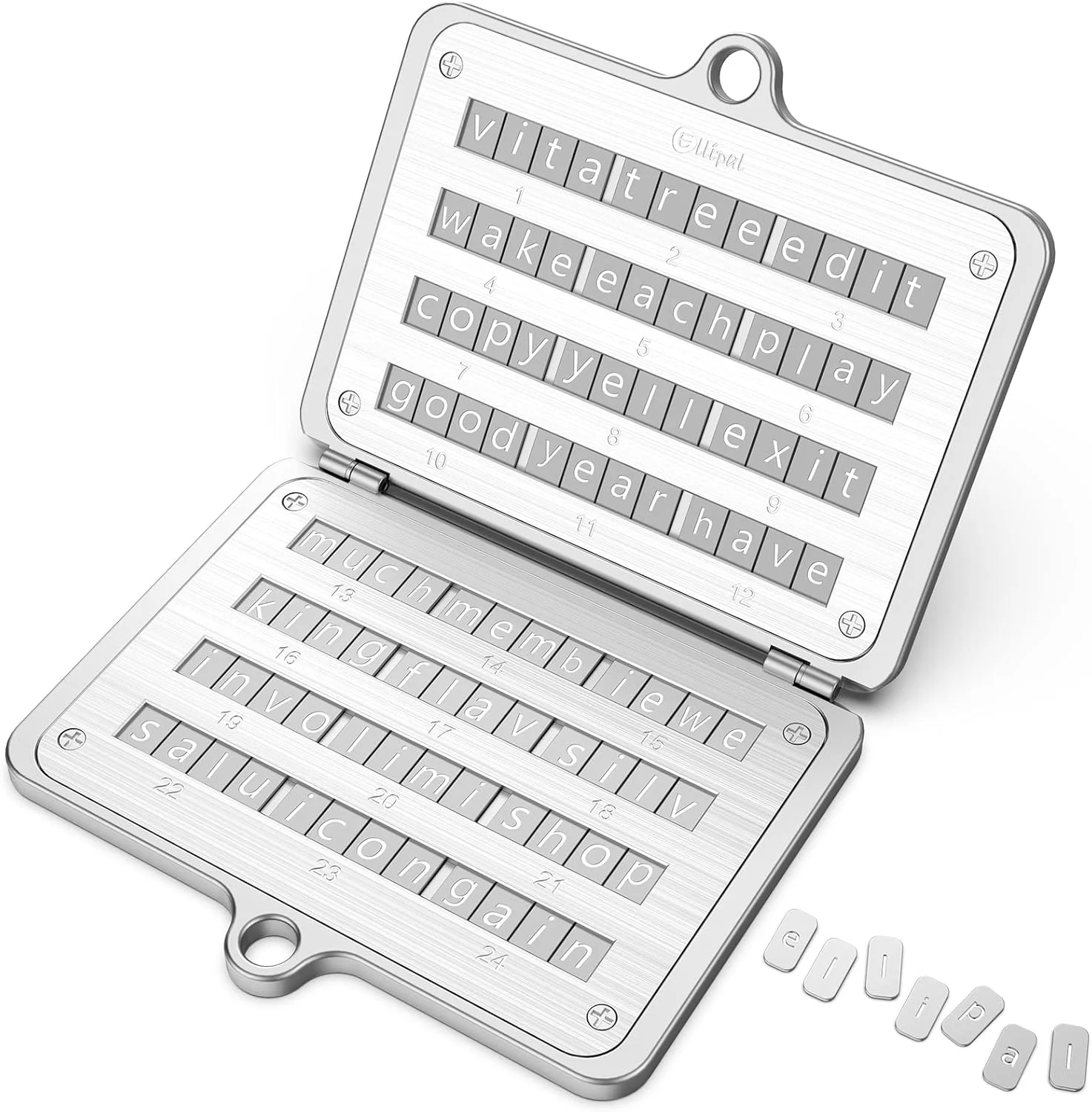 محافظ عبارت بازیابی ارز دیجیتال ELLIPAL، ساخته شده از استیل ضد زنگ 316، دارای سوراخ قفل، پشتیبانی از 24 کلمه، سازگار با کیف پول‌های سخت‌افزاری BIP39، لجر و ترزور