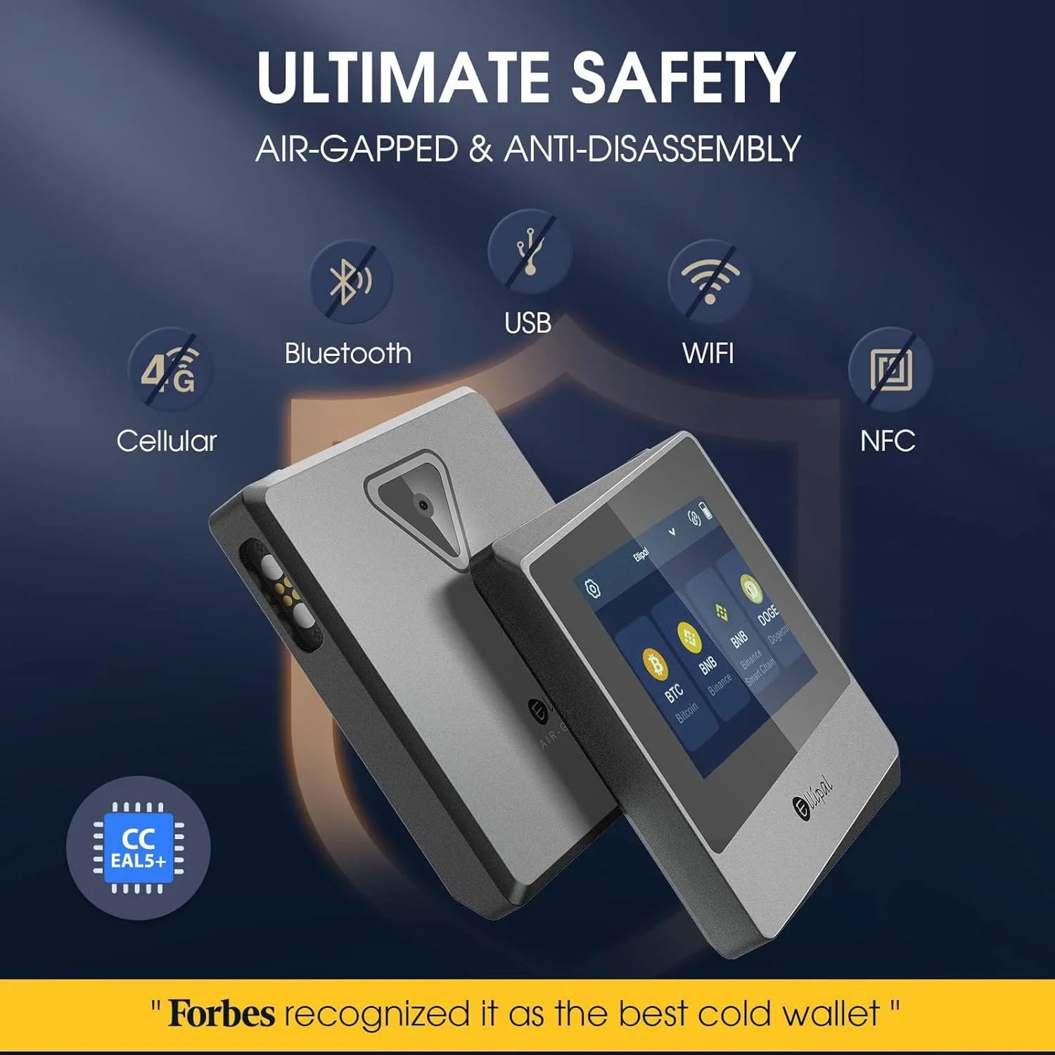 کیف پول سخت افزاری رمزنگاری شده ELLIPAL مدل Titan Mini، پشتیبانی از 10000 سکه و توکن، فضای ذخیره سازی سرد ضد دستکاری برای BTC/XRP/ETH/XLM/USDT/LTC