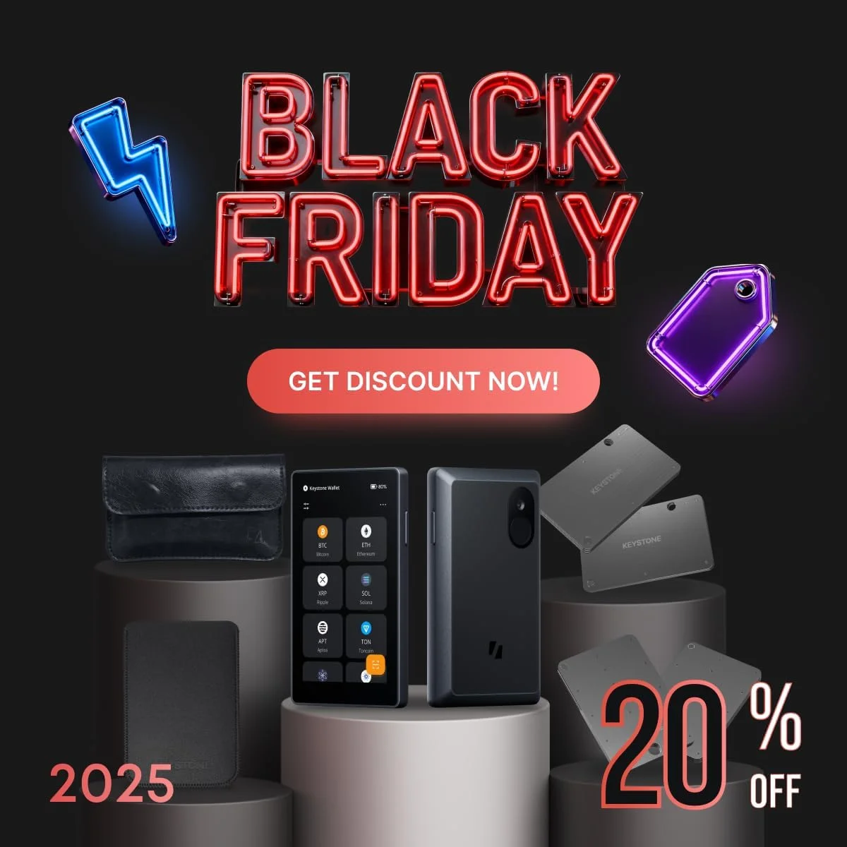 کیف محافظ چرمی خاکستری تیره Keystone 2.0، کیف محافظ عالی، مناسب برای کیف پول سخت افزاری ارز دیجیتال Keystone 3 Pro