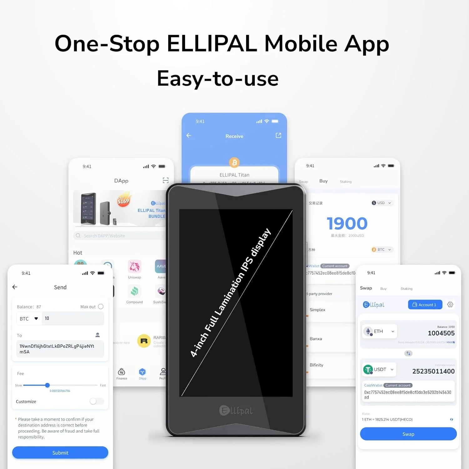 کیف پول سرد ارز دیجیتال ELLIPAL Titan 2.0، 100% آفلاین و بدون اتصال - کیف پول امن برای بیش از 10000 سکه، توکن و NFT