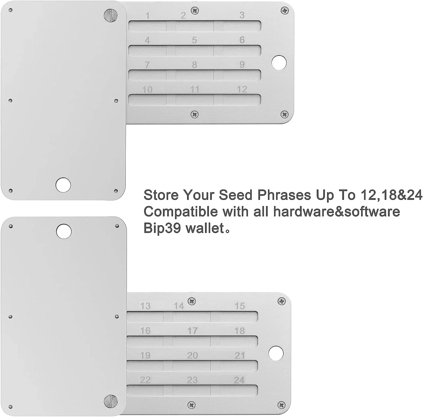 کیف پول استیل کریپتو برای بیت کوین، پشتیبان گیری سرد از سید ارز دیجیتال، کیف پول سخت افزاری سرد برای ذخیره سید کریپتو، پشتیبانی از تا 24 کلمه