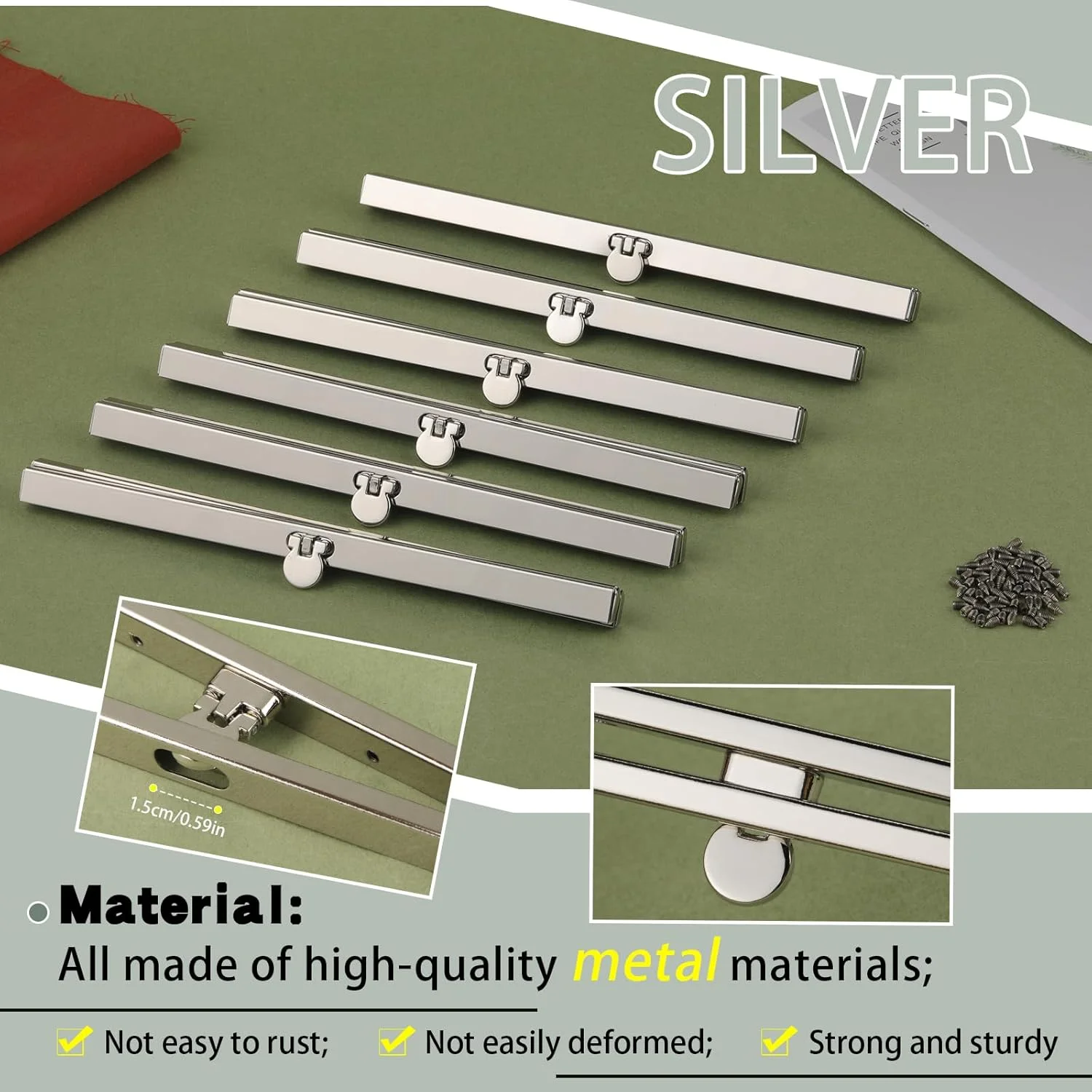 گیره کیف دستی BUTUZE، قاب فلزی قفل بوسه ای کیف، گیره کیف برای ساخت کیف، گیره کیف پول فلزی، گیره کیف برای ساخت کیف، لوازم ساخت کیف، 6 عددی