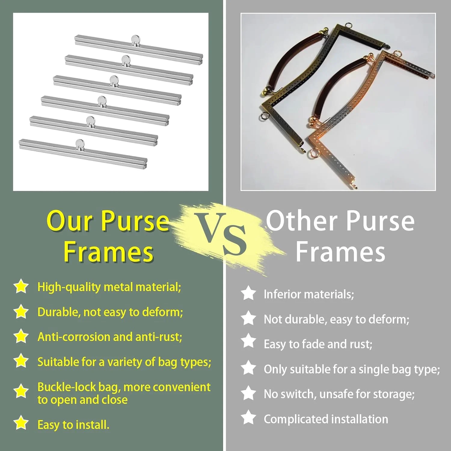 گیره کیف دستی BUTUZE، قاب فلزی قفل بوسه ای کیف، گیره کیف برای ساخت کیف، گیره کیف پول فلزی، گیره کیف برای ساخت کیف، لوازم ساخت کیف، 6 عددی