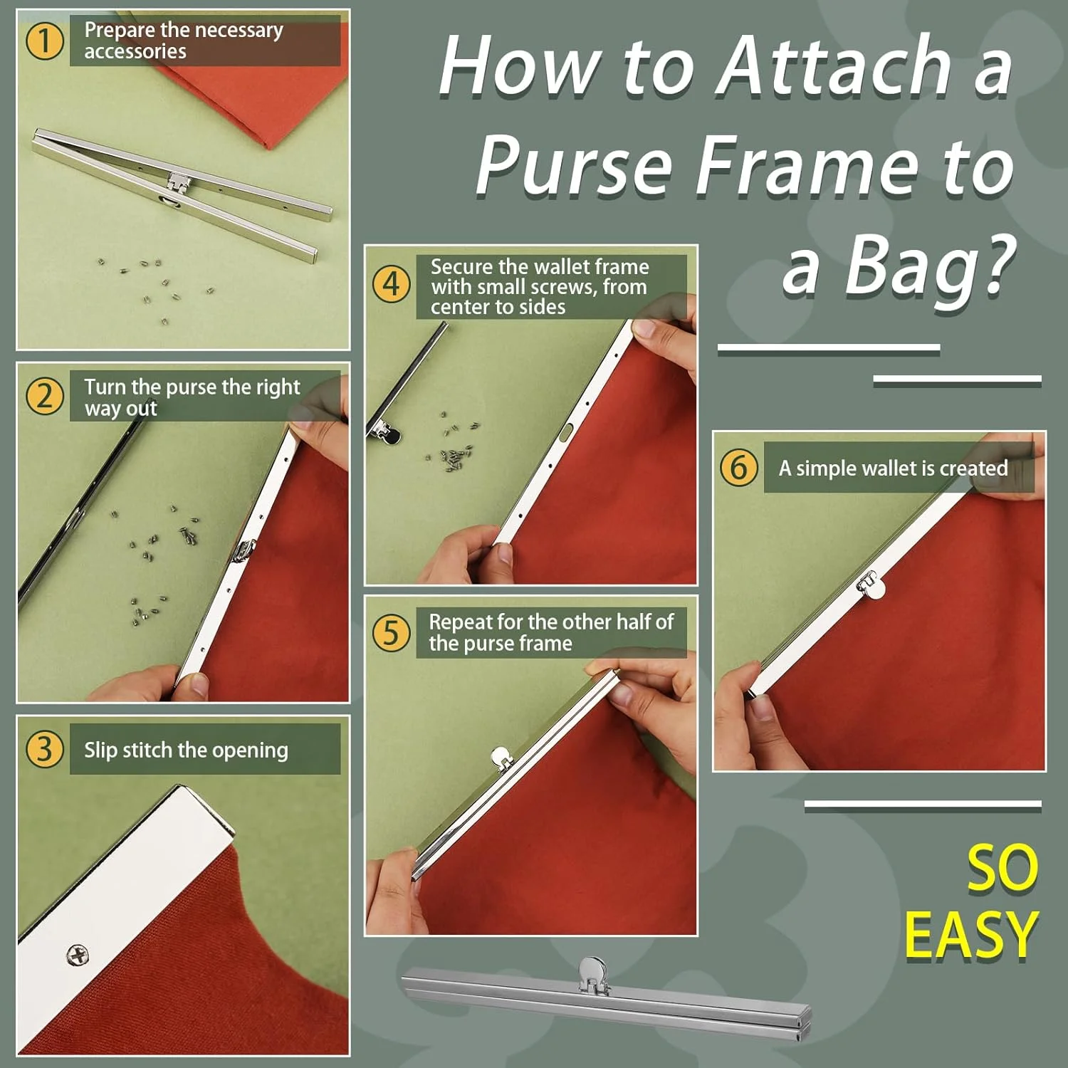 گیره کیف دستی BUTUZE، قاب فلزی قفل بوسه ای کیف، گیره کیف برای ساخت کیف، گیره کیف پول فلزی، گیره کیف برای ساخت کیف، لوازم ساخت کیف، 6 عددی