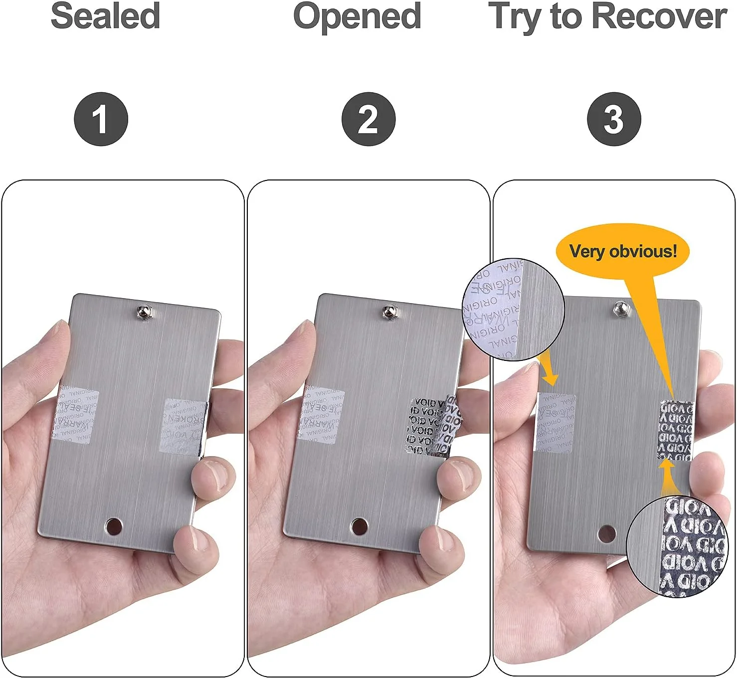 کیف پول استیل بیت کوین، کیف پول ارز دیجیتال برای پشتیبان گیری سخت افزاری کیف پول سرد، ذخیره سازی بذر رمزنگاری بیت کوین سازگار با تمام سخت افزارهای BIP39 (2 صفحه و مهر و موم ضد دستکاری، فولاد ضد زنگ)