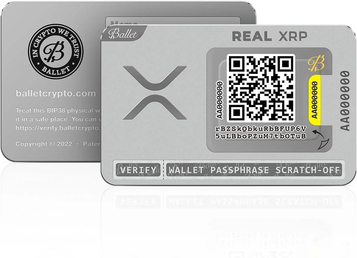کارت ذخیره سازی سرد ارز دیجیتال Ballet Real XRP - ساده ترین کارت ذخیره سازی سرد ارز دیجیتال - کیف پول سخت افزاری ارز دیجیتال با پشتیبانی امن از چند ارز و NFT (بسته 3 عددی)