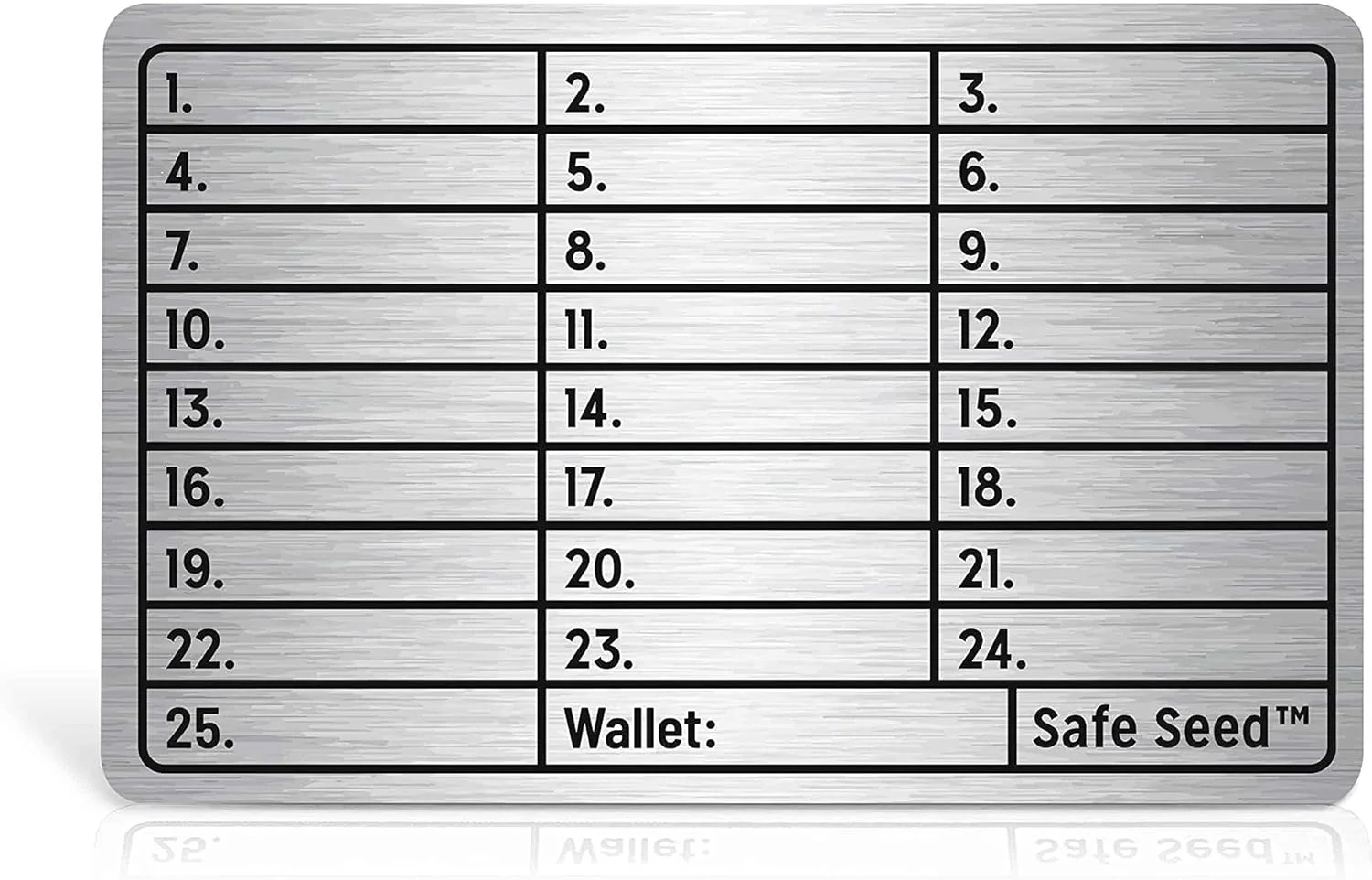 کیف پول فلزی دانه امن، نسخه استیل ضد زنگ، صفحه فلزی حک شده برای ذخیره سرد عبارات بازیابی 12-25 کلمه ای بیت کوین اتریوم ETH، بسته 3 عددی