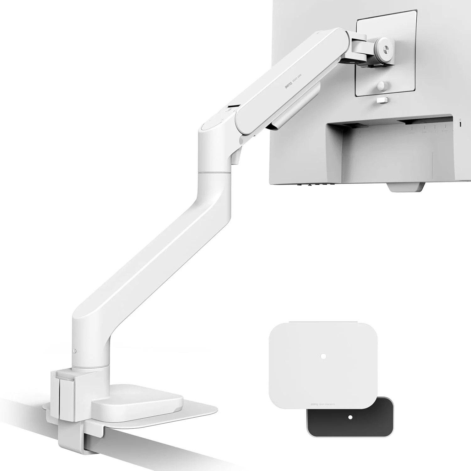 بازوی مانیتور ارگونومیک BenQ BSH02 - پایه مانیتور فنری گازی برای صفحه نمایش تا 45 اینچ و 20 کیلوگرم، نصب سریع، بدون افتادگی، گیره بالایی و پایه گرومت، صفحه تقویت کننده، VESA 75x75 و 100x100 میلی متر