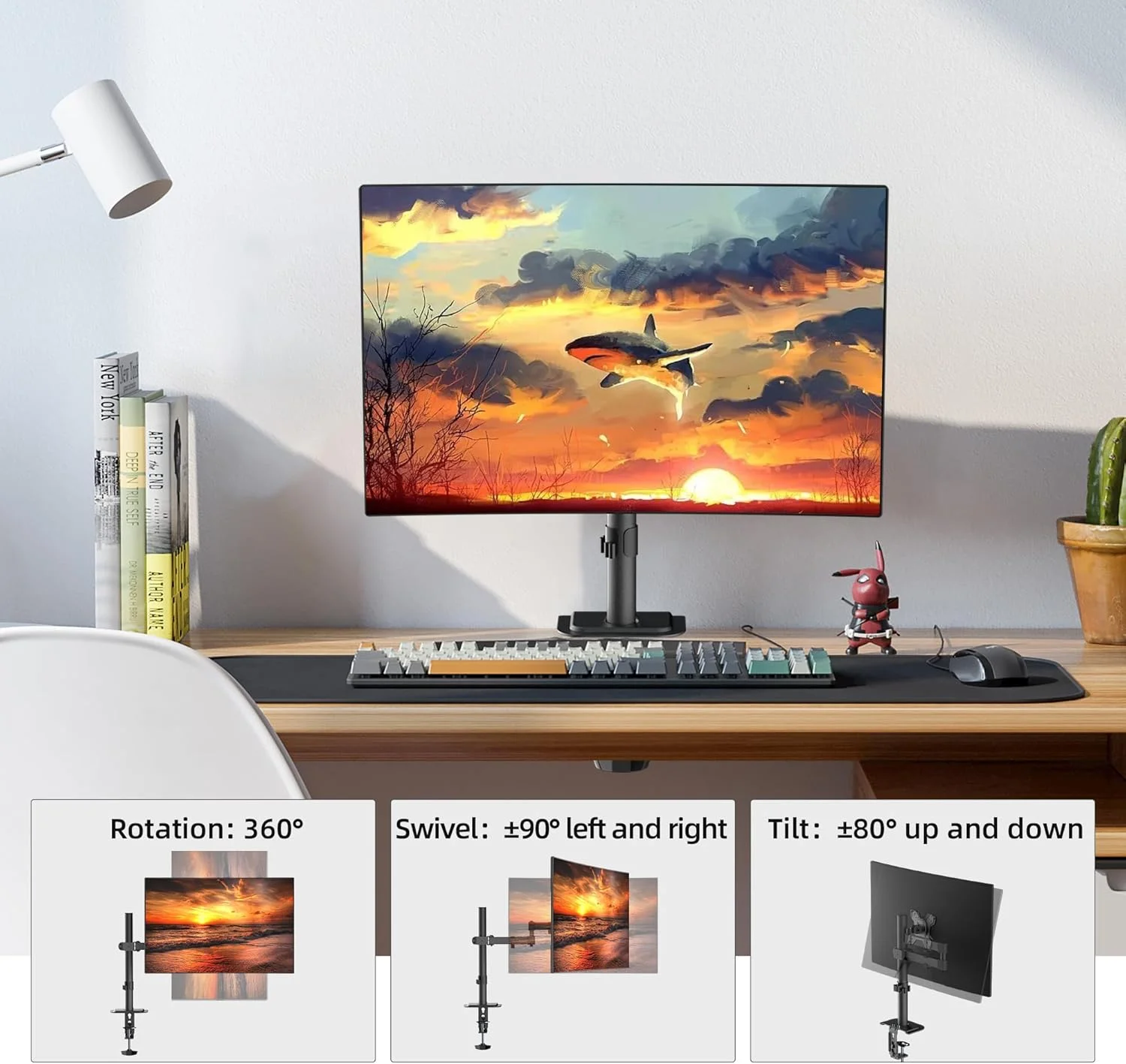 پایه مانیتور براکوایزر، بازوی کاملاً قابل تنظیم، مناسب برای یک صفحه نمایش 13-32 اینچ، 10 کیلوگرم، برای صفحه نمایش کامپیوتر 13 15 17 19 20 22 23 24 26 27 30 32 اینچ VESA 75 100 (MD7421)