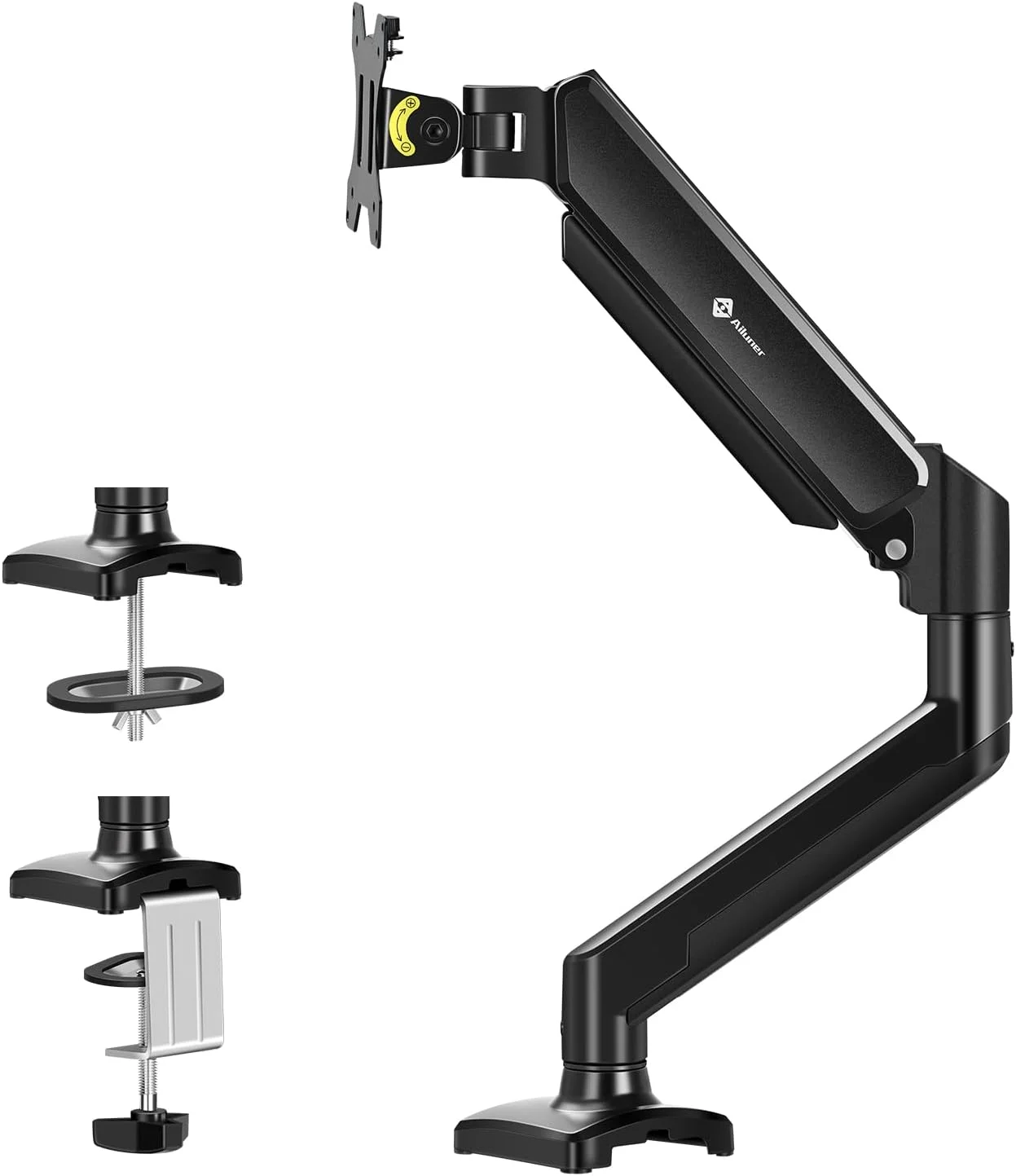 پایه رومیزی مانیتور تک بازویی برای صفحه نمایش 13-32 اینچ، دارای قابلیت چرخش، شیب، مدیریت کابل و فنر گازی ارگونومیک، VESA 75/100mm