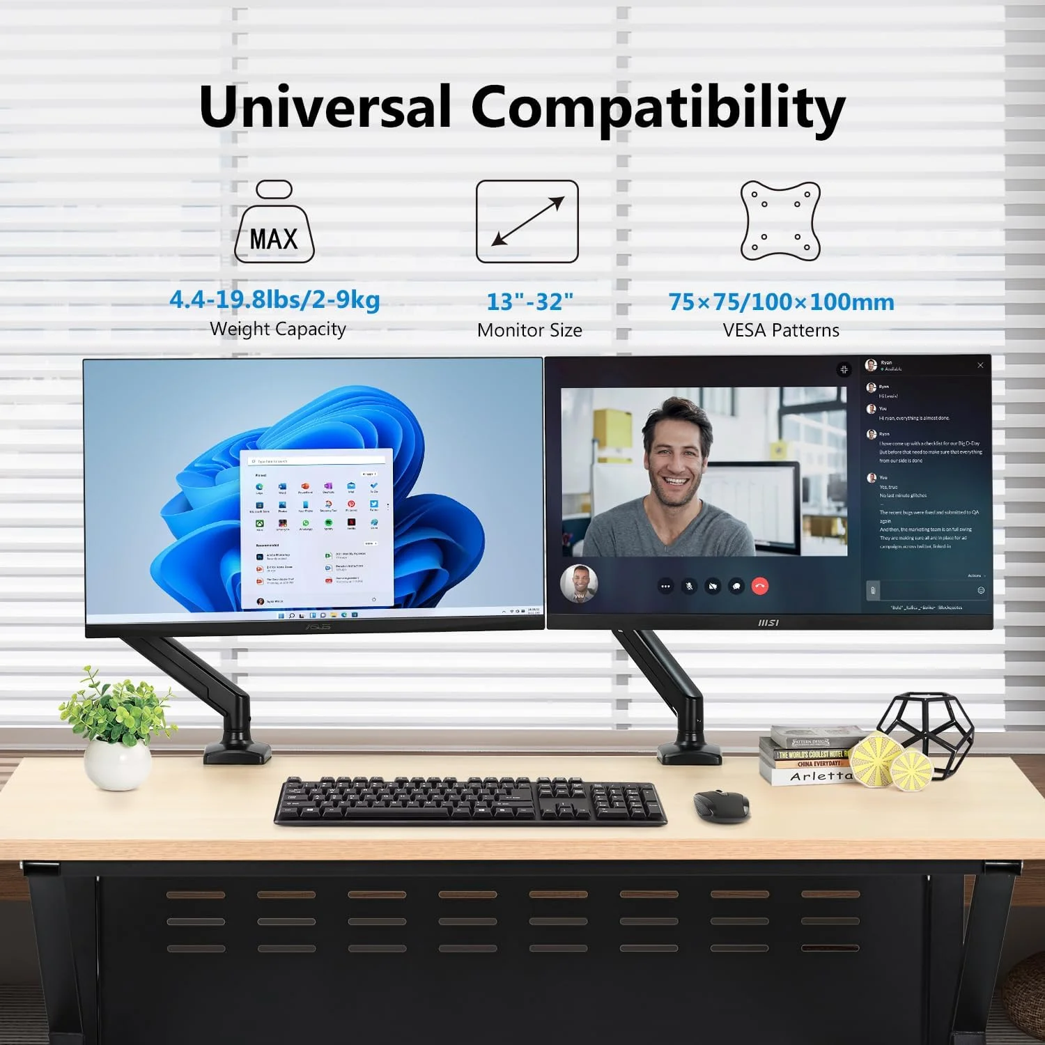 پایه رومیزی مانیتور تک بازویی برای صفحه نمایش 13-32 اینچ، دارای قابلیت چرخش، شیب، مدیریت کابل و فنر گازی ارگونومیک، VESA 75/100mm پایه رومیزی مانیتور تک بازویی برای صفحه نمایش 13-32 اینچ، دارای قابلیت چرخش، شیب، مدیریت کابل و فنر گازی ارگونومیک، VESA 75/100mm