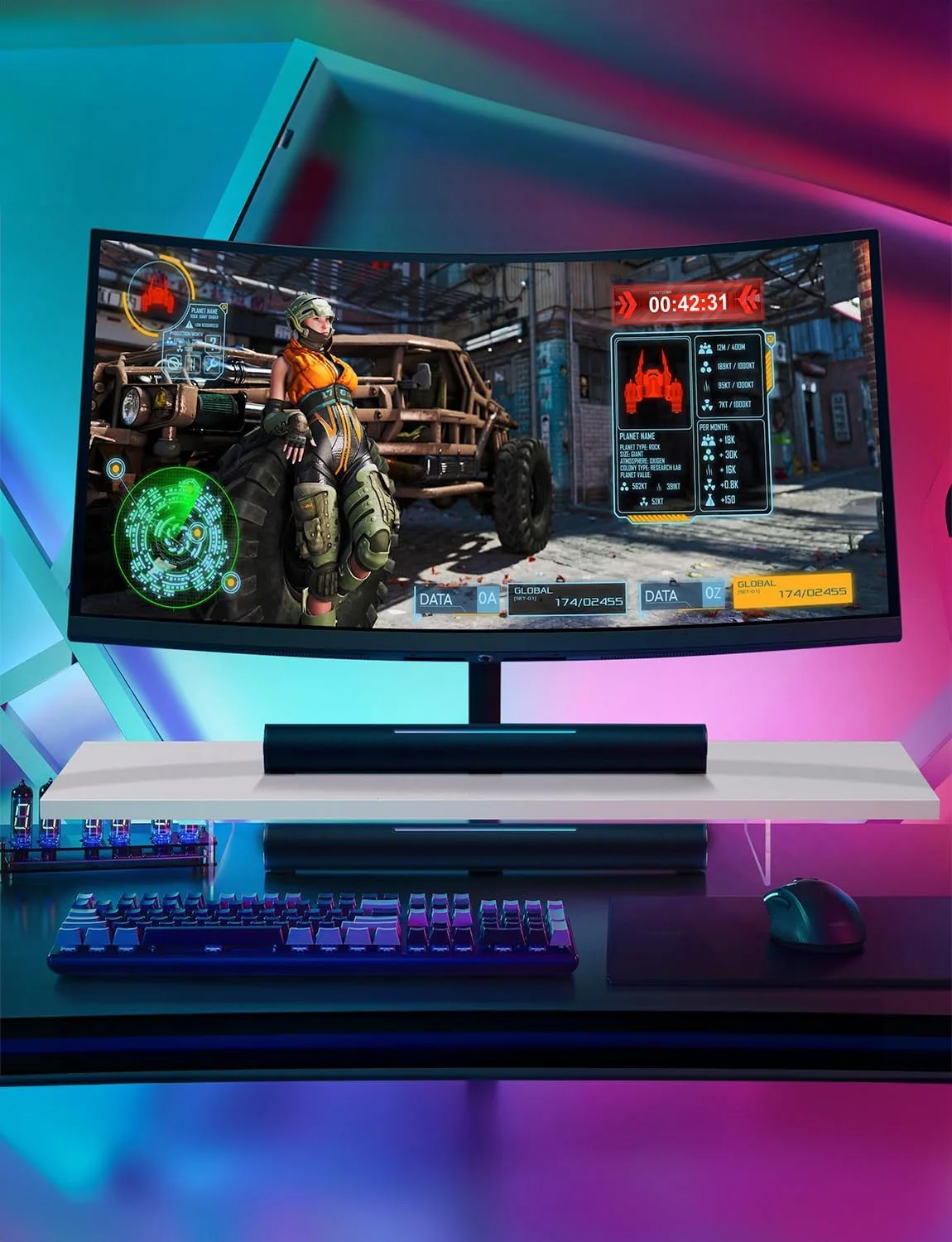 پایه مانیتور سفید رنگ Anspect، پایه چوبی 60 سانتی متری مانیتور برای میز، پایه برای تلویزیون/صفحه نمایش/کامپیوتر/پرینتر/لپ تاپ، پایه کامپیوتر با سازمان دهنده صفحه کلید، قفسه رومیزی، پایه مانیتور (ANMSR60)