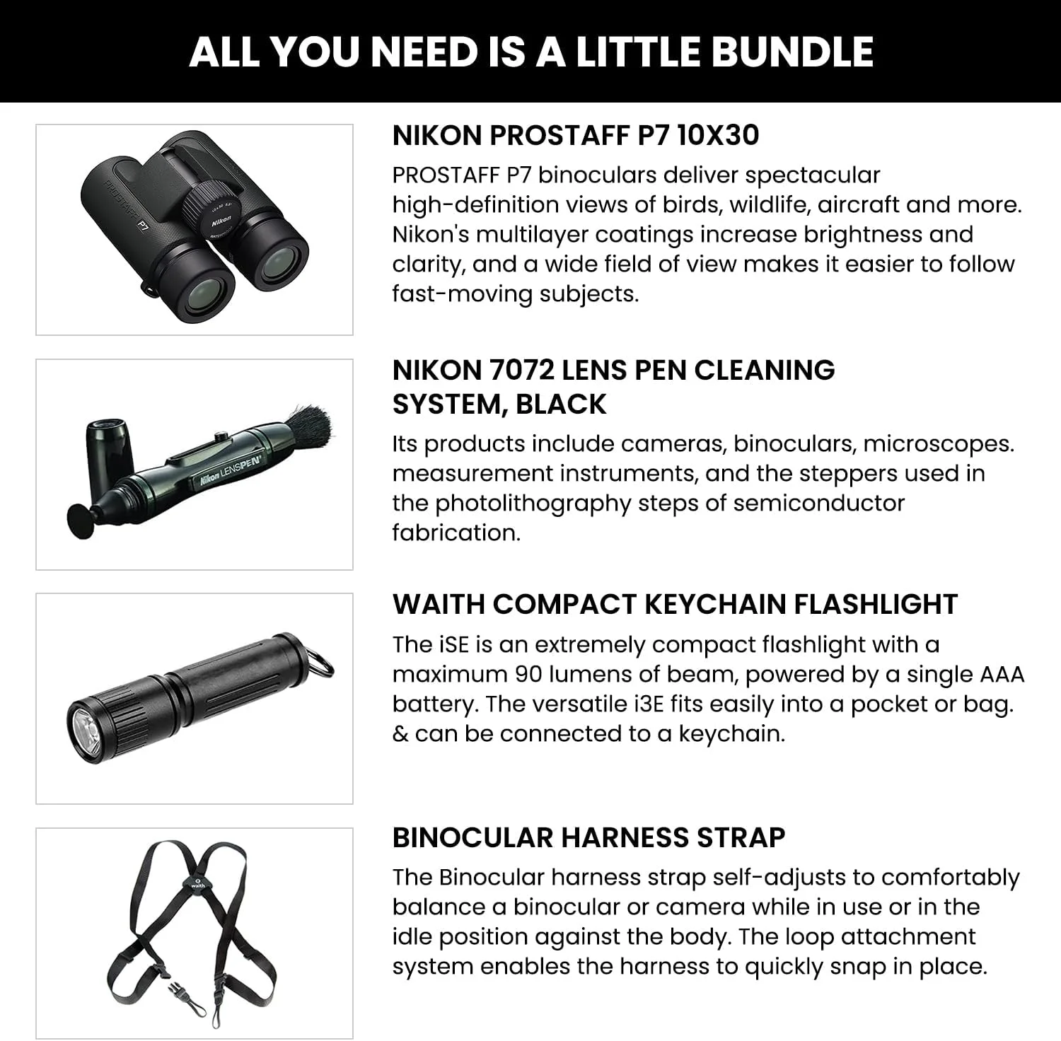 دوربین دوچشمی ضدآب نیکون PROSTAFF P7 10x30 برای بزرگسالان | دوربین دوچشمی مسافرتی کوچک و جمع و جور برای تماشای پرندگان | بند هارنس دوربین دوچشمی، سیستم تمیز کننده قلم لنز و مجموعه چراغ قوه دوربین دوچشمی ضدآب نیکون PROSTAFF P7 10x30 برای بزرگسالان | دوربین دوچشمی مسافرتی کوچک و جمع و جور برای تماشای پرندگان | بند هارنس دوربین دوچشمی، سیستم تمیز کننده قلم لنز و مجموعه چراغ قوه