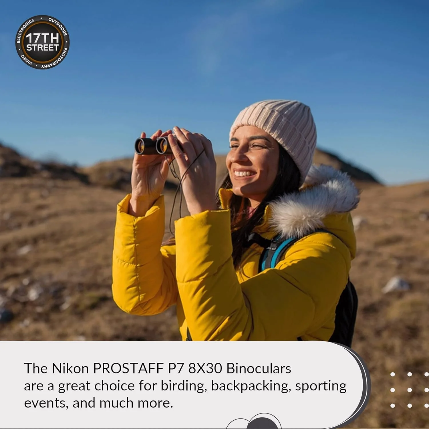 دوربین دوچشمی ضدآب نیکون PROSTAFF P7 8x30 برای بزرگسالان | دوربین دوچشمی مسافرتی کوچک و جمع و جور برای تماشای پرندگان | بند هارنس دوربین دوچشمی، سیستم تمیز کننده قلم لنز و مجموعه چراغ قوه