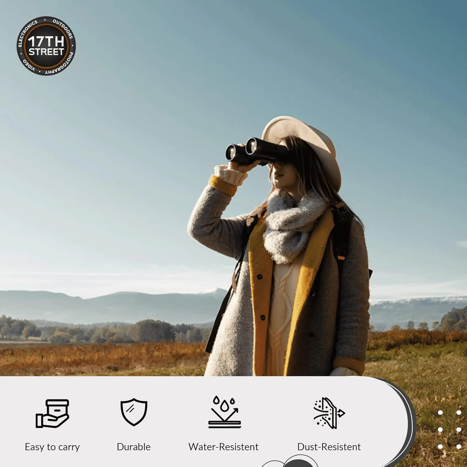 دوربین دوچشمی ضدآب نیکون PROSTAFF P7 10x42 برای بزرگسالان | دوربین دوچشمی مسافرتی کوچک و جمع و جور برای تماشای پرندگان | بند هارنس دوربین دوچشمی، سیستم تمیز کننده قلم لنز و مجموعه چراغ قوه