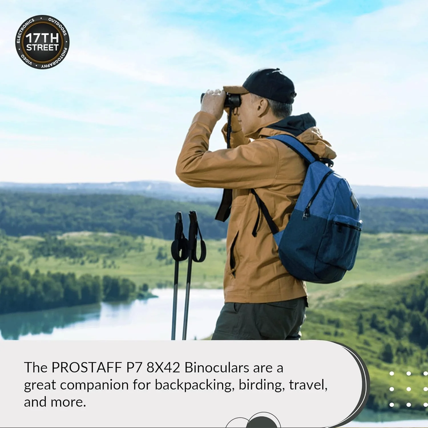 دوربین دوچشمی ضدآب نیکون PROSTAFF P7 8x42 برای بزرگسالان | دوربین دوچشمی مسافرتی کوچک و جمع و جور برای تماشای پرندگان | بند هارنس دوربین دوچشمی، سیستم تمیز کننده قلم لنز و مجموعه چراغ قوه