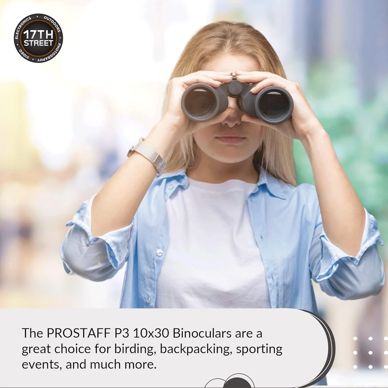 دوربین دوچشمی ضدآب نیکون PROSTAFF P3 10x30 برای بزرگسالان | دوربین دوچشمی مسافرتی کوچک و جمع و جور برای تماشای پرندگان | سیستم تمیز کننده قلم لنز و مجموعه چراغ قوه