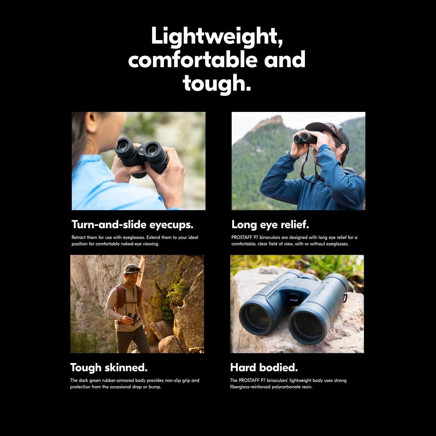 دوربین دوچشمی نیکون Prostaff P7 8X42 به همراه کیف شانه ای دوربین DSLR و بدون آینه (مشکی)، قلم تمیز کننده لنز فوکوس و پارچه تمیز کننده میکروفیبر فوکوس (4 تکه)