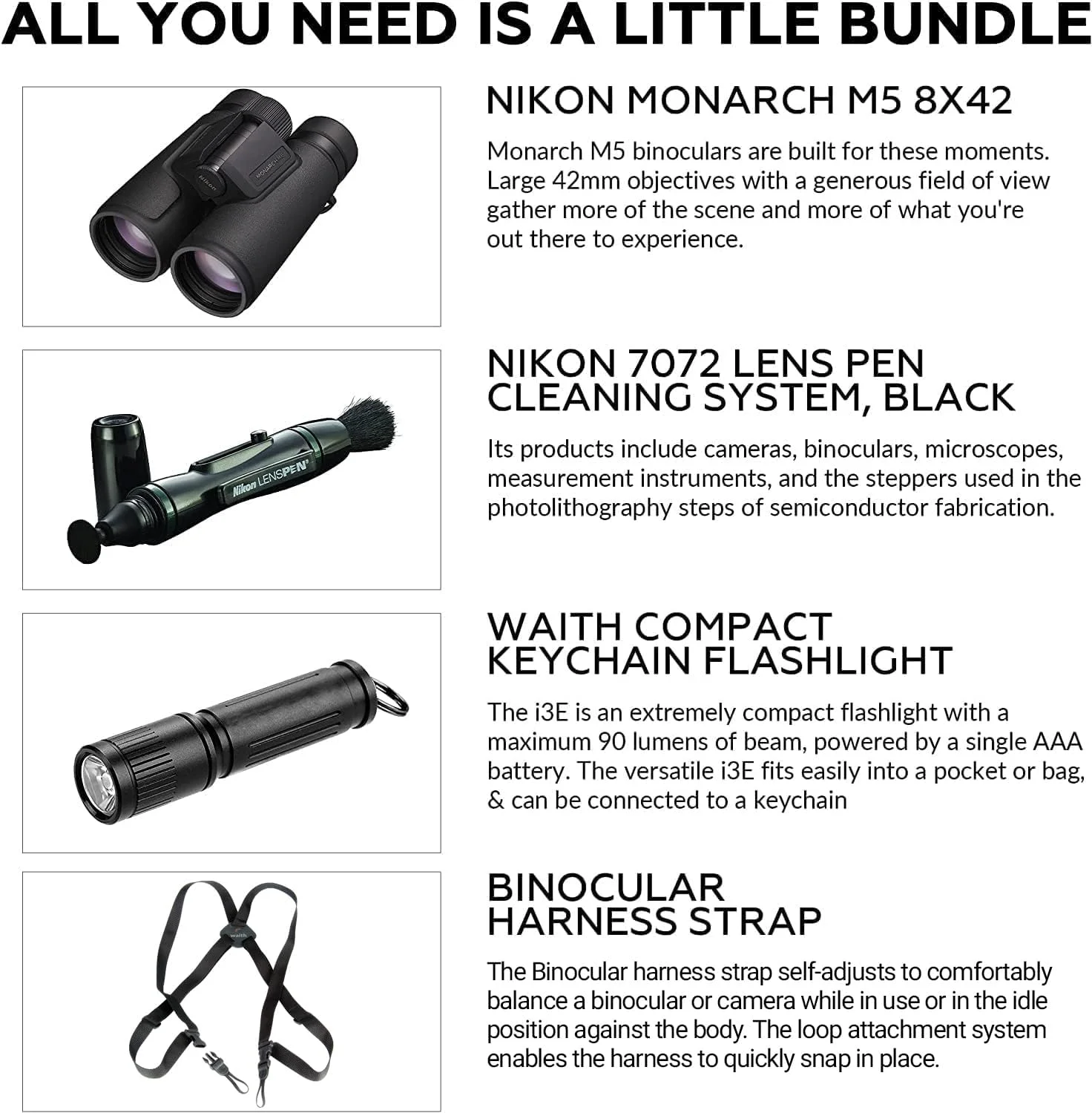 دوربین دوچشمی نیکون Monarch M5 8x42 مدل 16767 به همراه قلم تمیز کننده لنز، بند گردنی و چراغ قوه دوربین دوچشمی نیکون Monarch M5 8x42 مدل 16767 به همراه قلم تمیز کننده لنز، بند گردنی و چراغ قوه