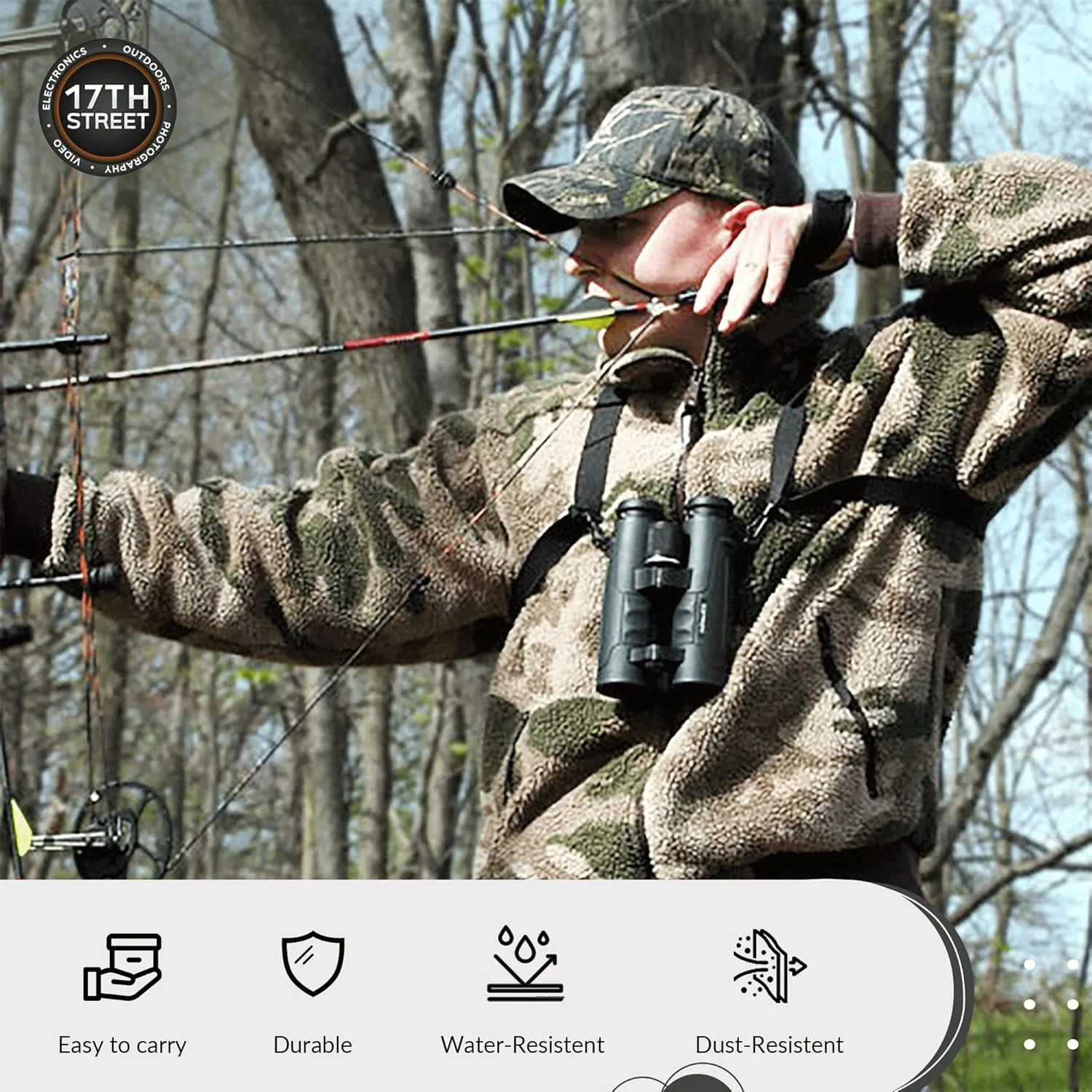 دوربین دوچشمی نیکون مدل Monarch M5 10x42 به همراه قلم تمیز کننده لنز، بند گردنی و چراغ قوه