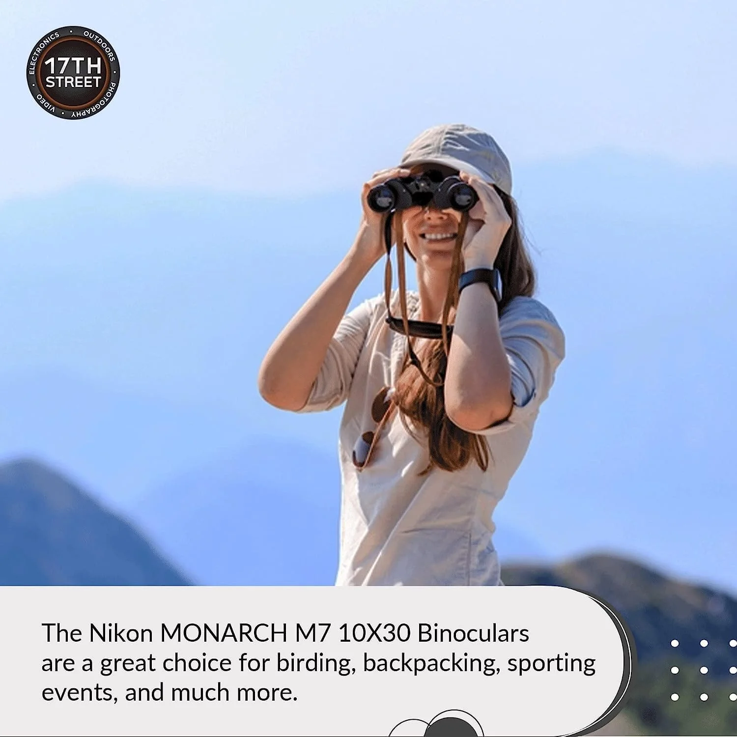 دوربین دوچشمی نیکون Monarch M7 10x30 مدل 16764 به همراه قلم تمیز کننده لنز، بند هارنس و چراغ قوه