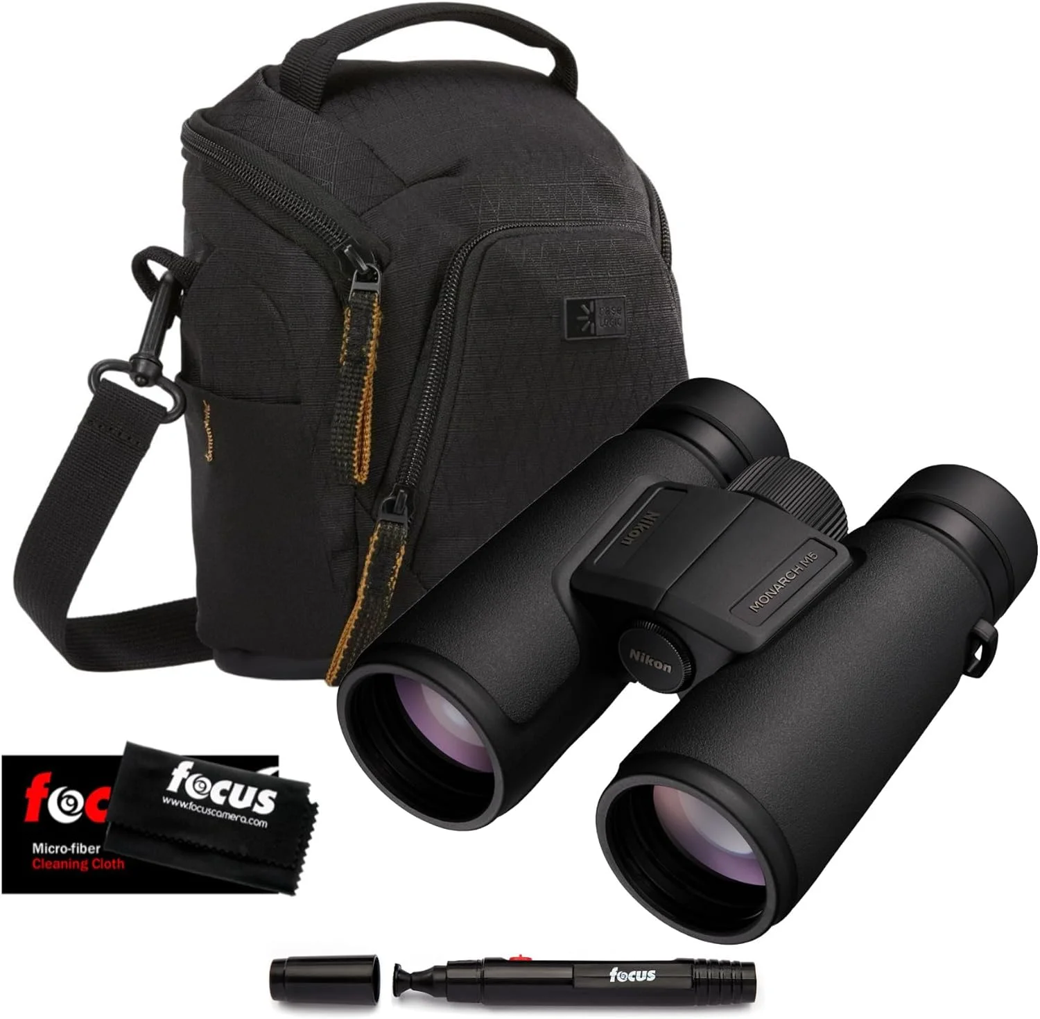 دوربین دوچشمی نیکون Monarch M5 8x42 به همراه کیف رودوشی، قلم تمیز کننده لنز و دستمال تمیز کننده میکروفایبر (4 تکه)