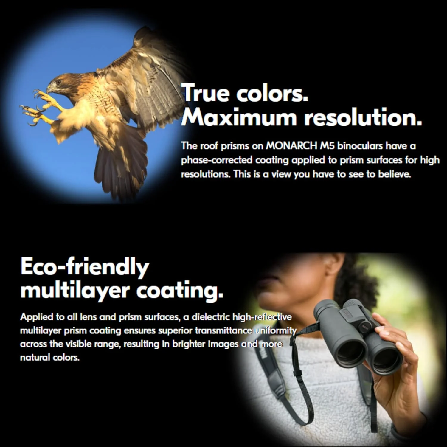 دوربین دوچشمی نیکون Monarch M5 8x42 (16767) مشکی به همراه قلم تمیز کننده لنز و پارچه تمیز کننده، دوربین دوچشمی فشرده و قدرتمند برای بزرگسالان مناسب برای شکار، تماشای پرندگان و پیاده روی، سبک وزن