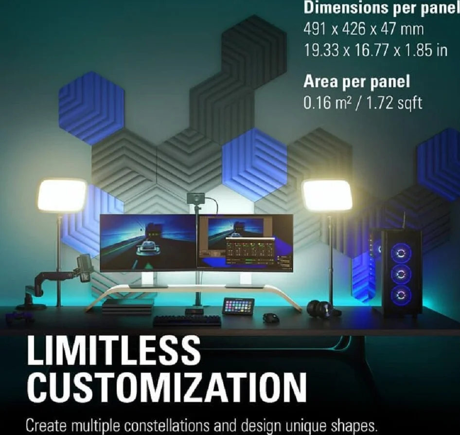 پنل های آکوستیک Elgato Wave Panels Foam Starter Set، جنس قاب پلاستیکی کامپوزیت، آبی | 10AAL9901 پنل های آکوستیک Elgato Wave Panels Foam Starter Set، جنس قاب پلاستیکی کامپوزیت، آبی | 10AAL9901