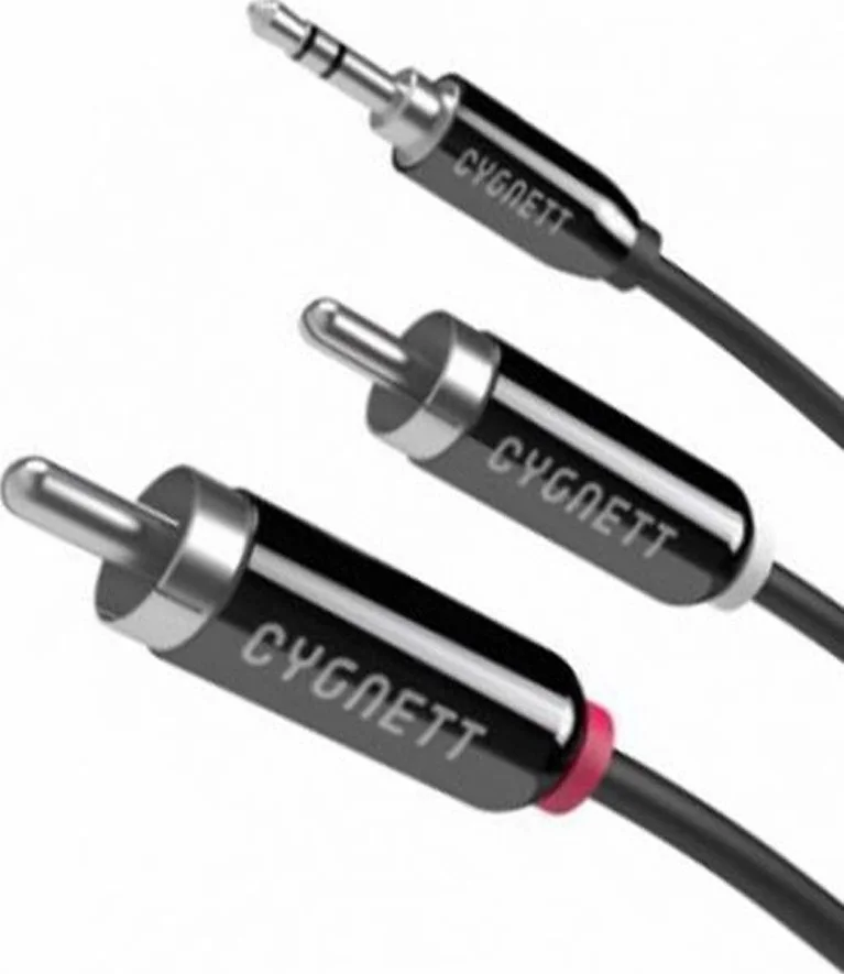 کابل استریو 3.5 میلی‌متری به 2 فیش RCA سایگنت مدل High Wire، کابل کواکسیال دیجیتال بادوام، مناسب برای اتصال دستگاه‌های موبایل به بلندگوها، روکش PVC، طول 1.5 متر - مشکی | CY1157PCHIW